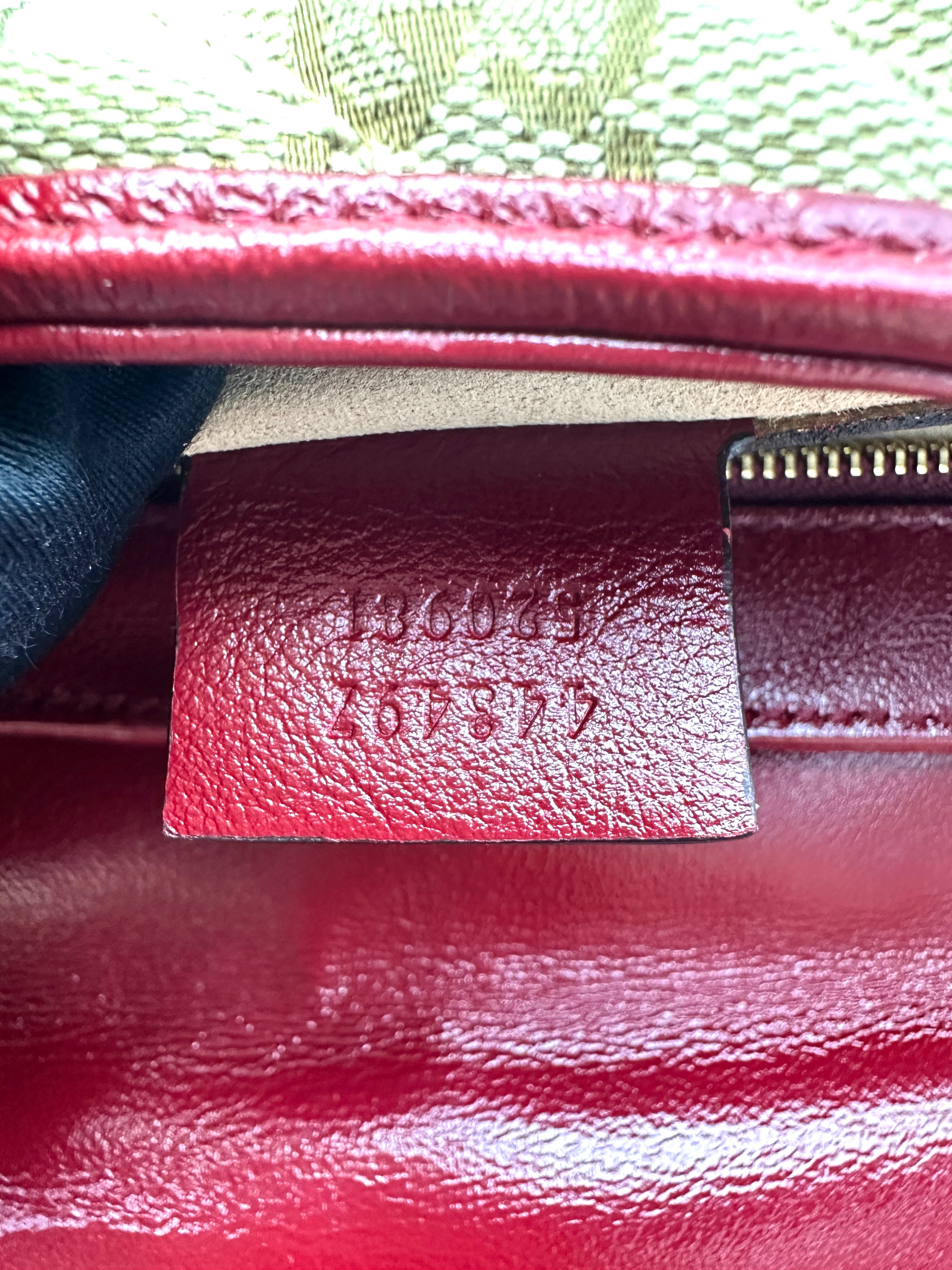 Gucci GG Marmont Beige Canvas Shoulder Bag With Red Trim GG1178