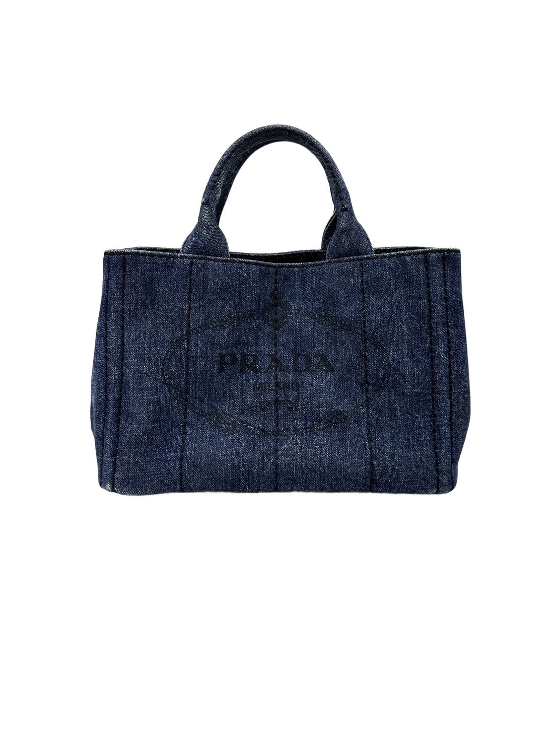 Prada Canapa Denim Blue Canvas Handle Bag PR427