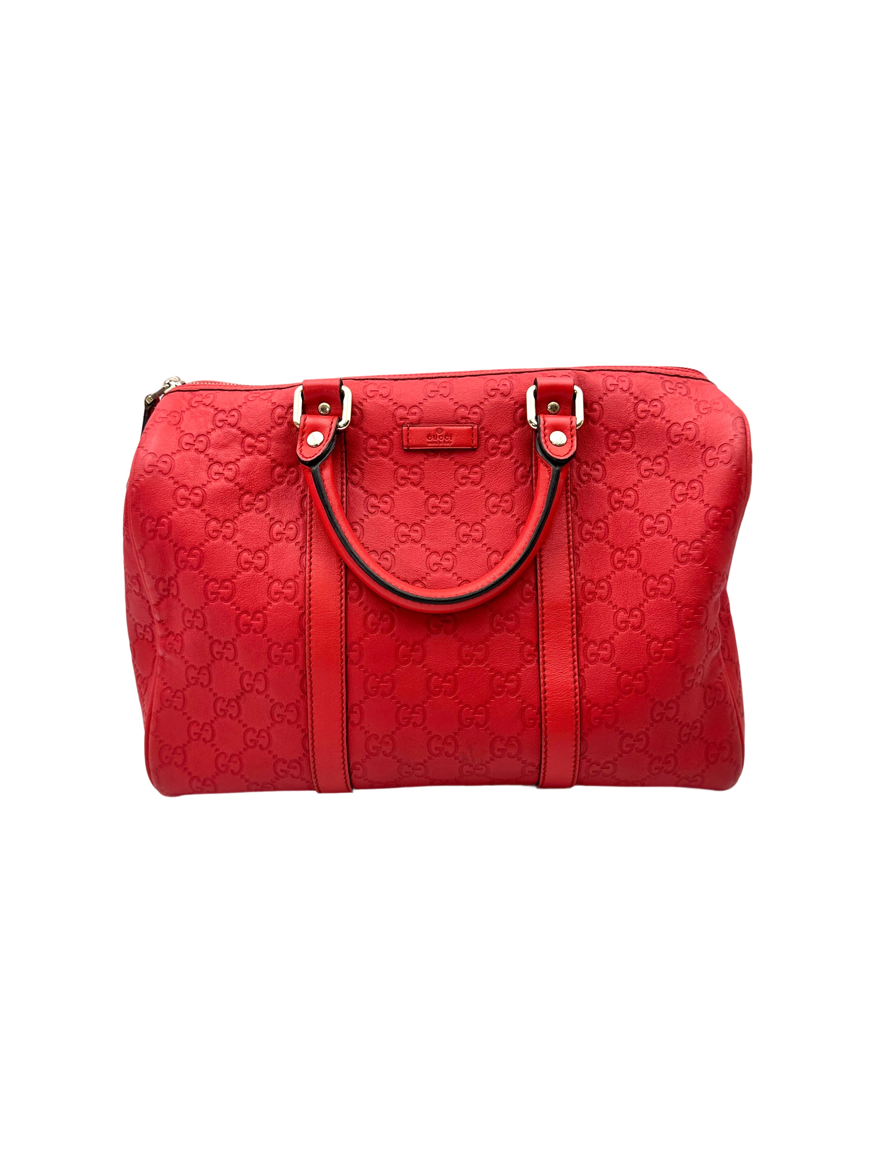Gucci Red Guccissima Leather Boston Bag GG1176