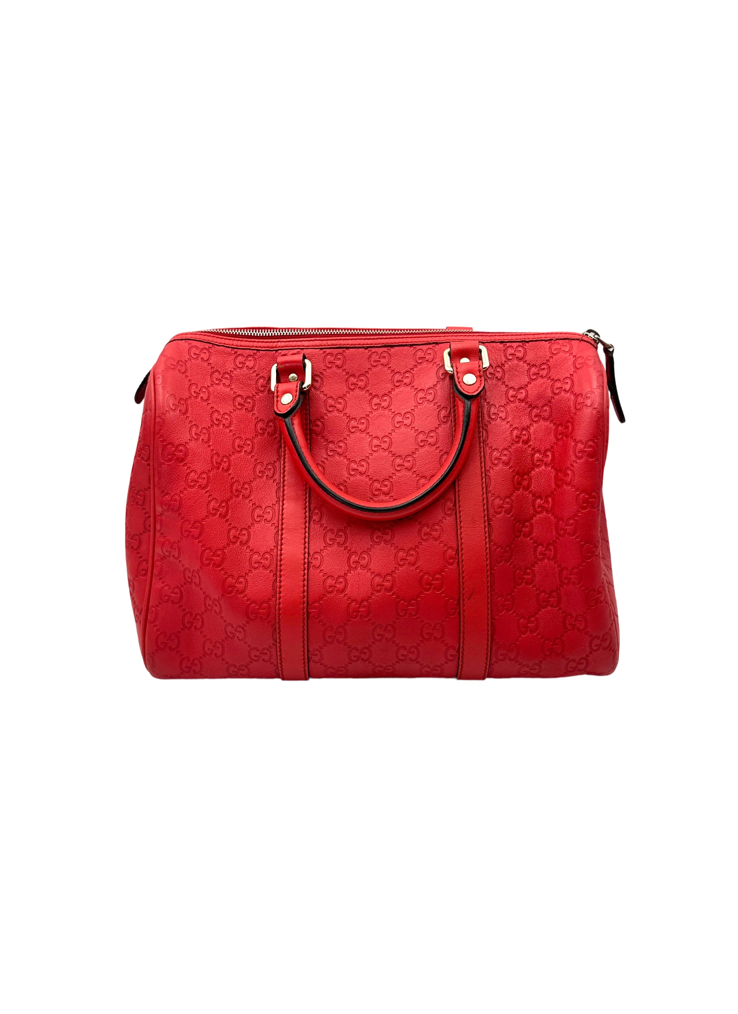 Gucci Red Guccissima Leather Boston Bag GG1176