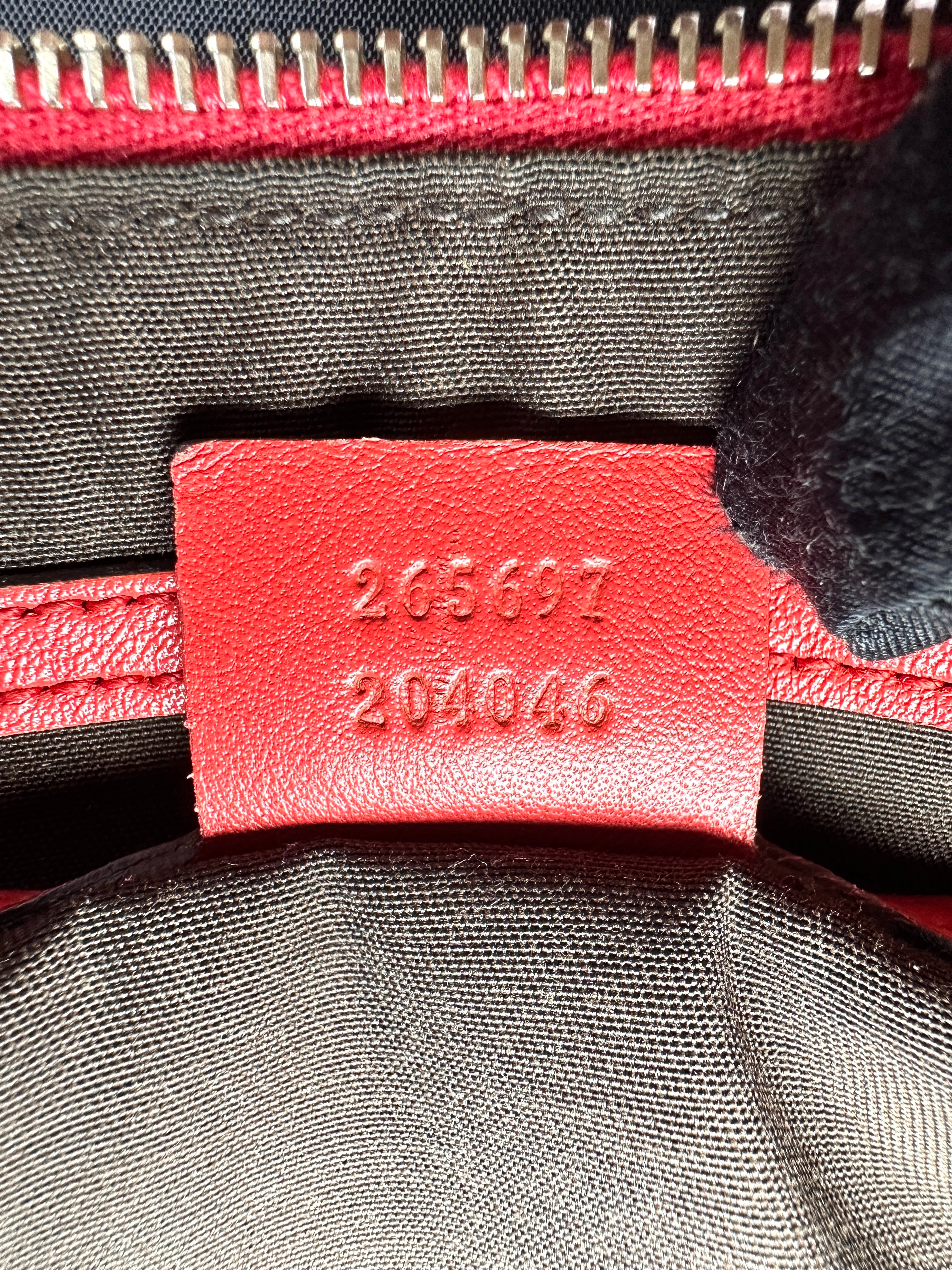 Gucci Red Guccissima Leather Boston Bag GG1176
