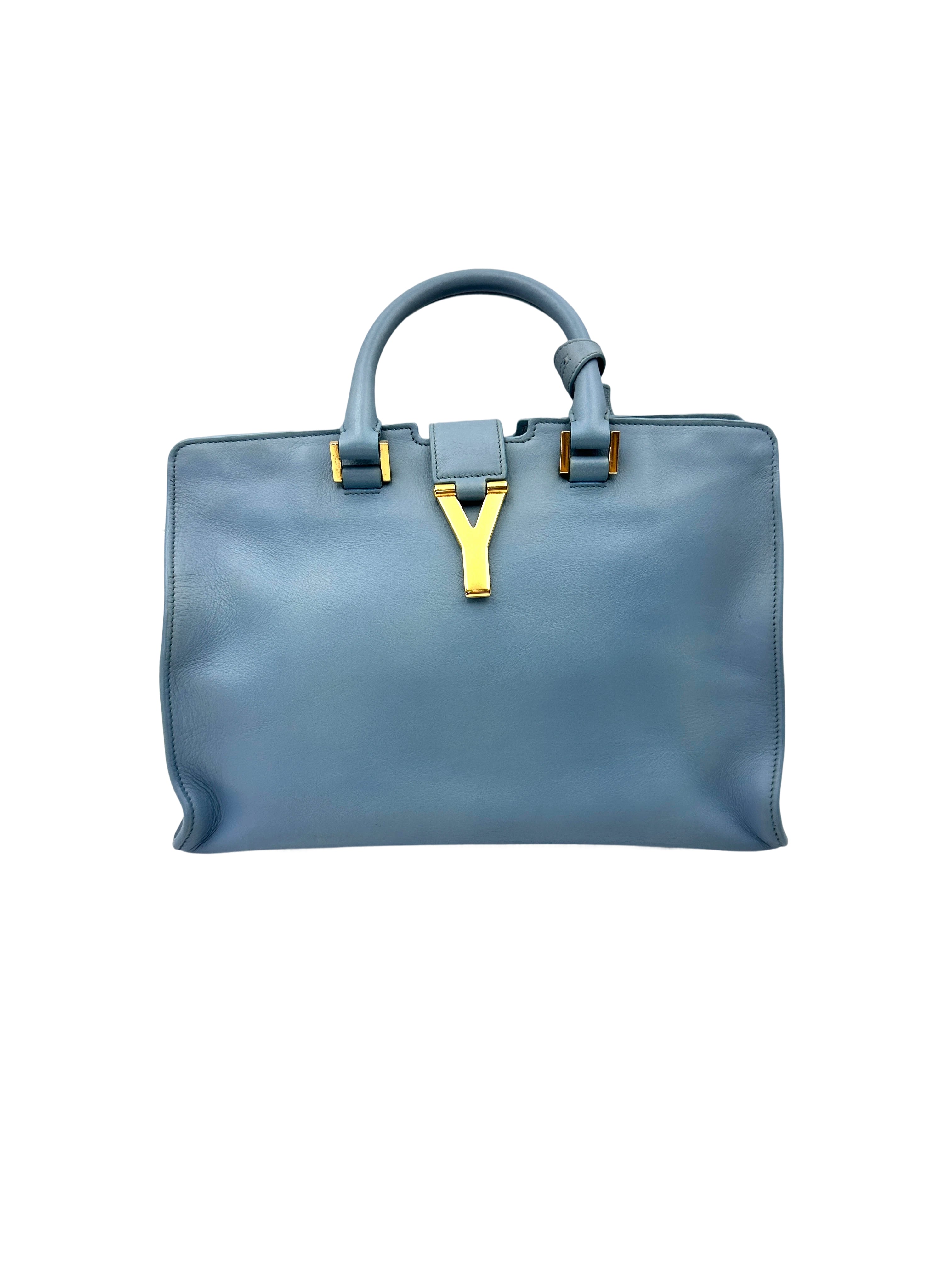 Saint Laurent Chyc Cabas Blue Leather Handle Bag SL248