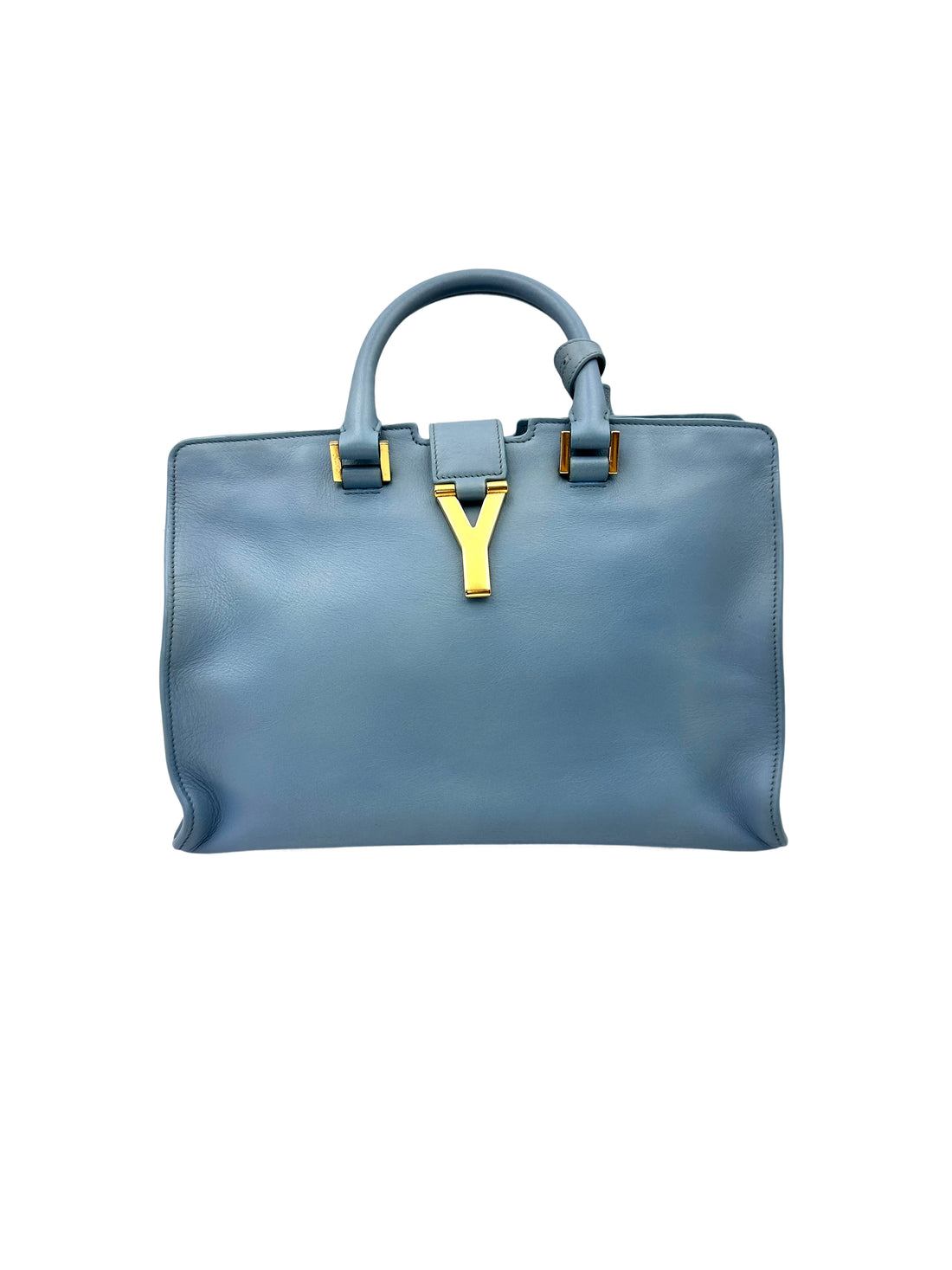 Saint Laurent Chyc Cabas Blue Leather Handle Bag SL248