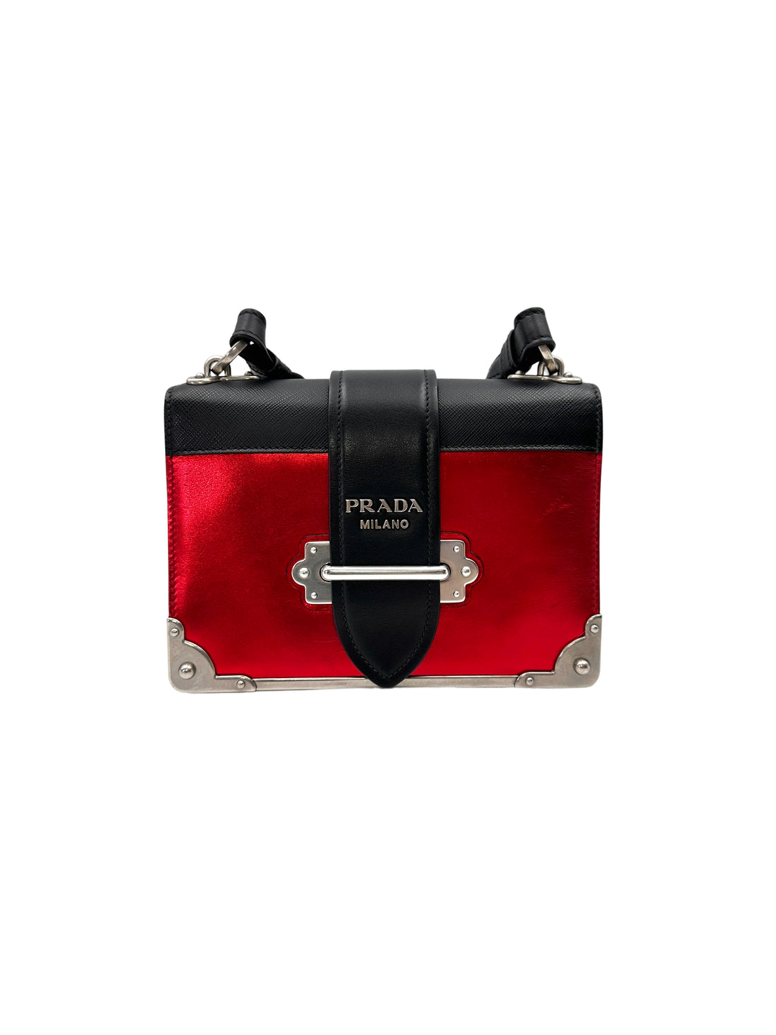 Prada Cahier Black/Red Leather Shoulder Bag PR429
