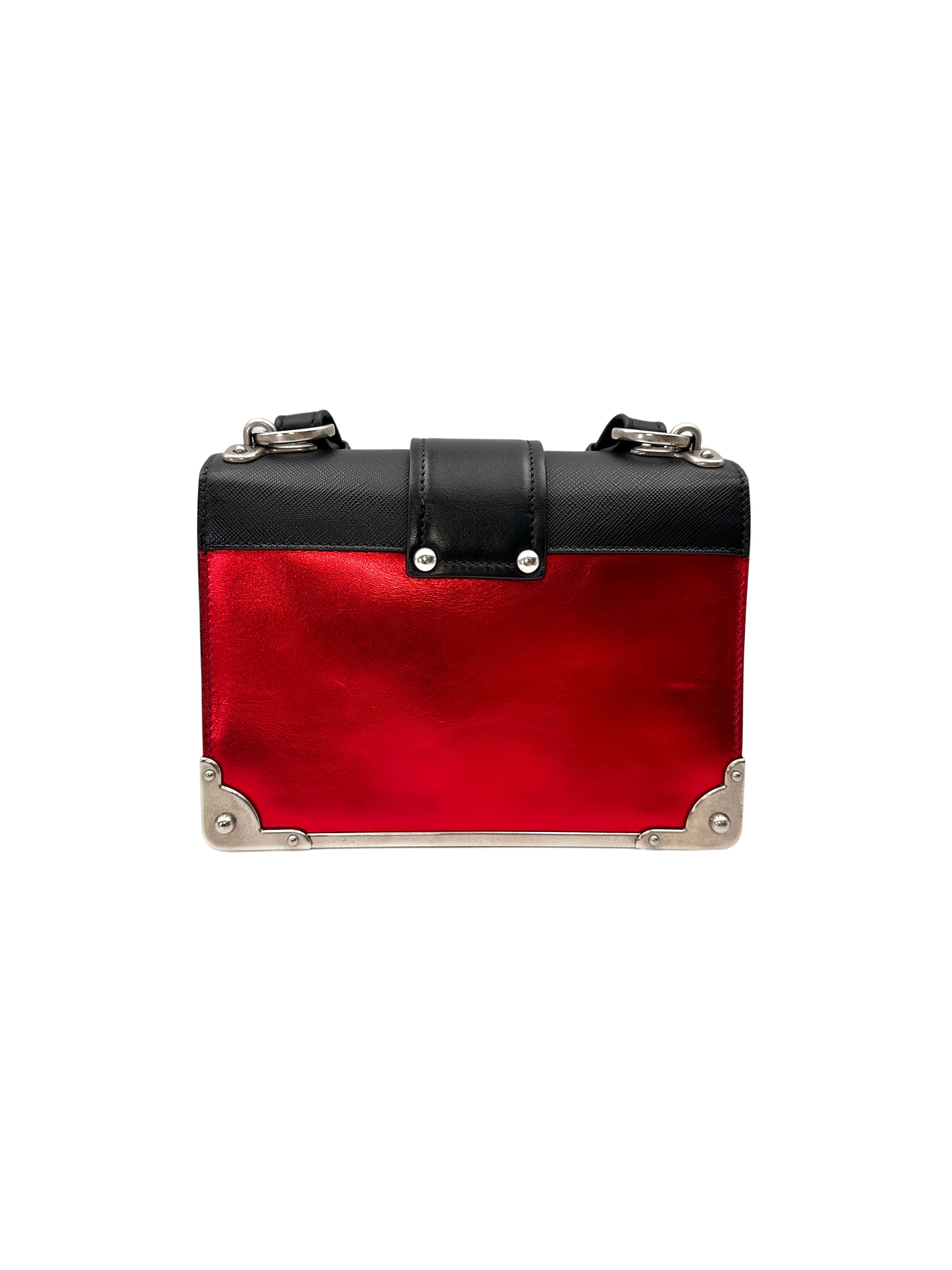 Prada Cahier Black/Red Leather Shoulder Bag PR429