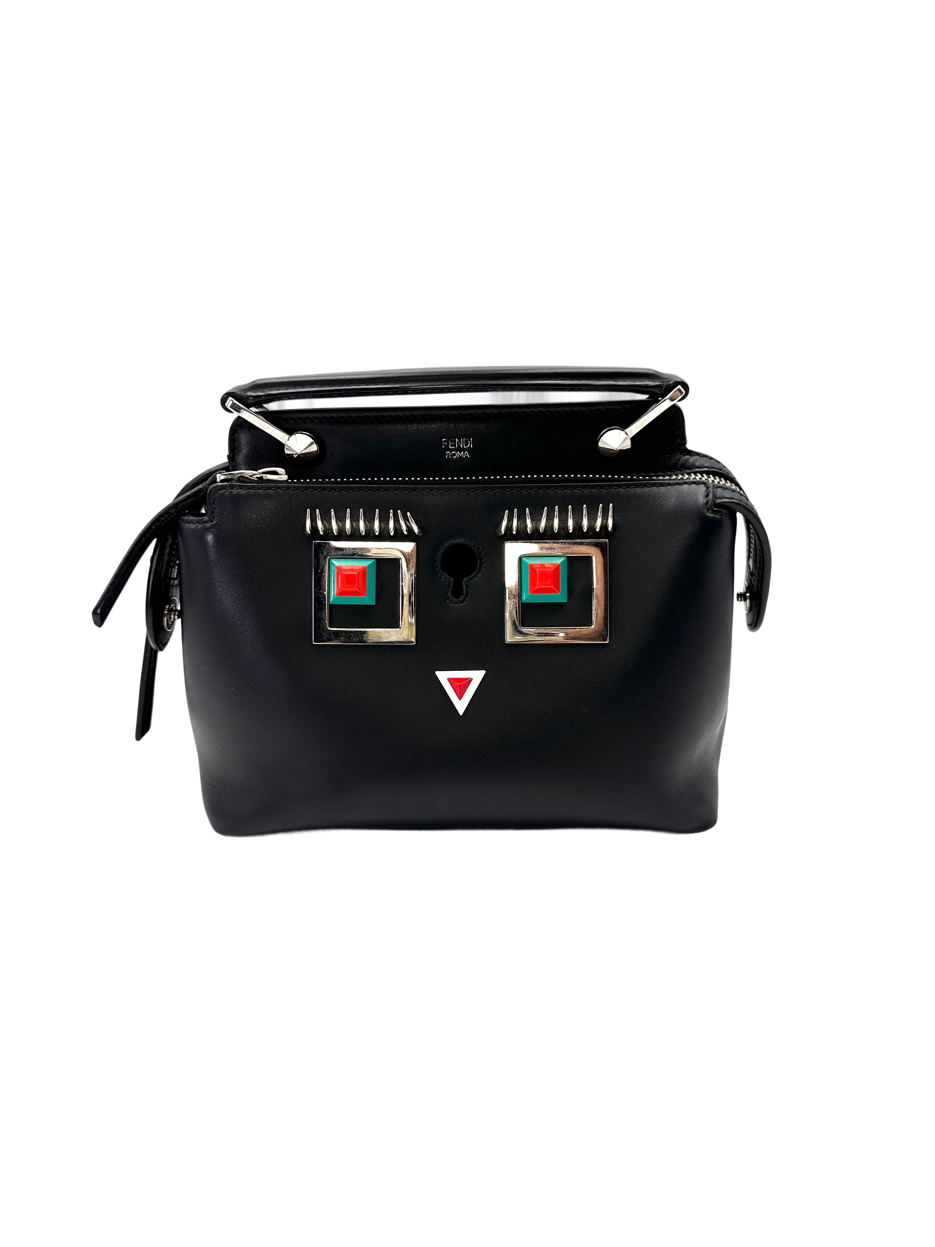 Fendi Dotcom Click Black Leather Handle Bag FF118