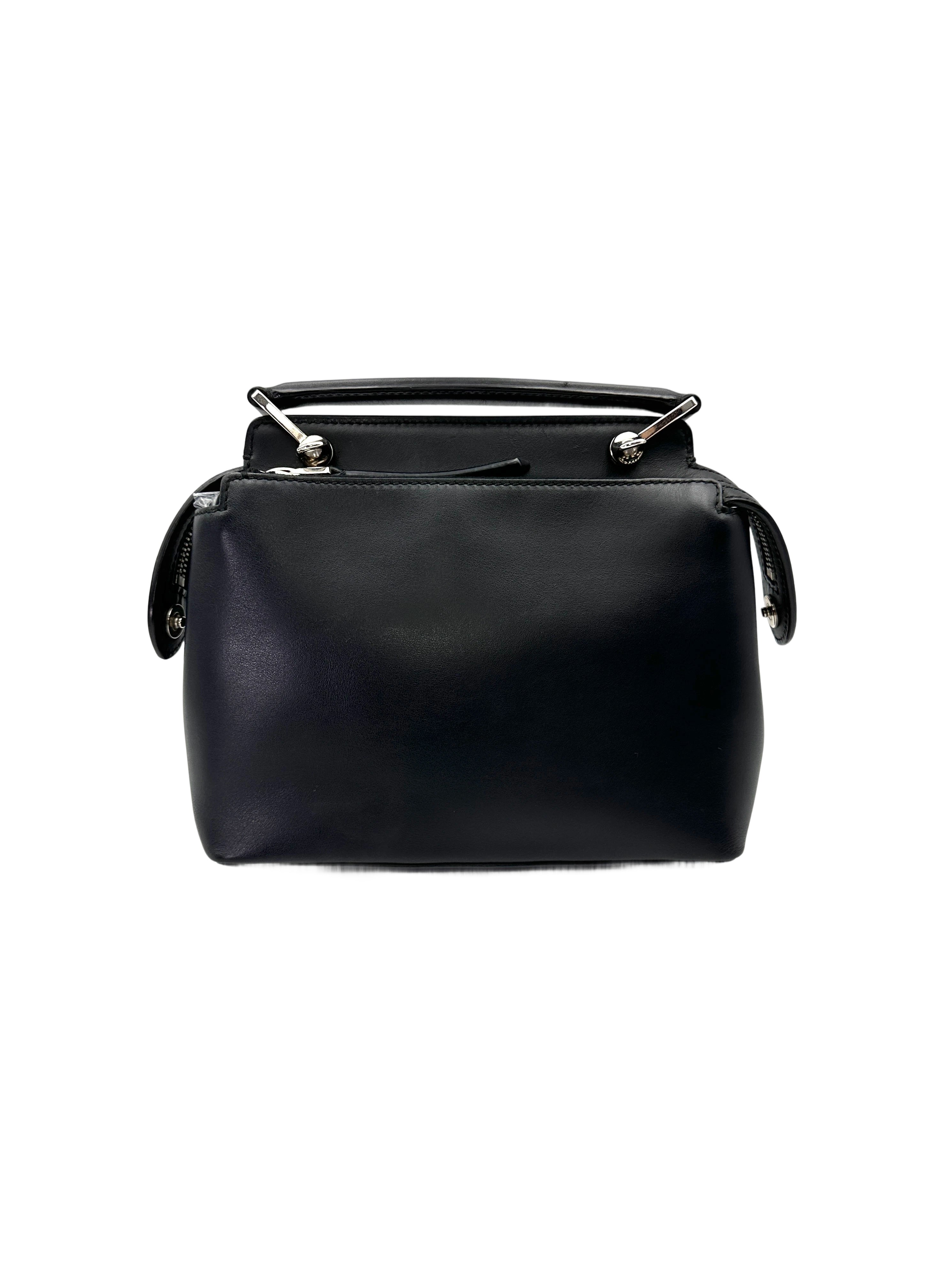 Fendi Dotcom Click Black Leather Handle Bag FF118