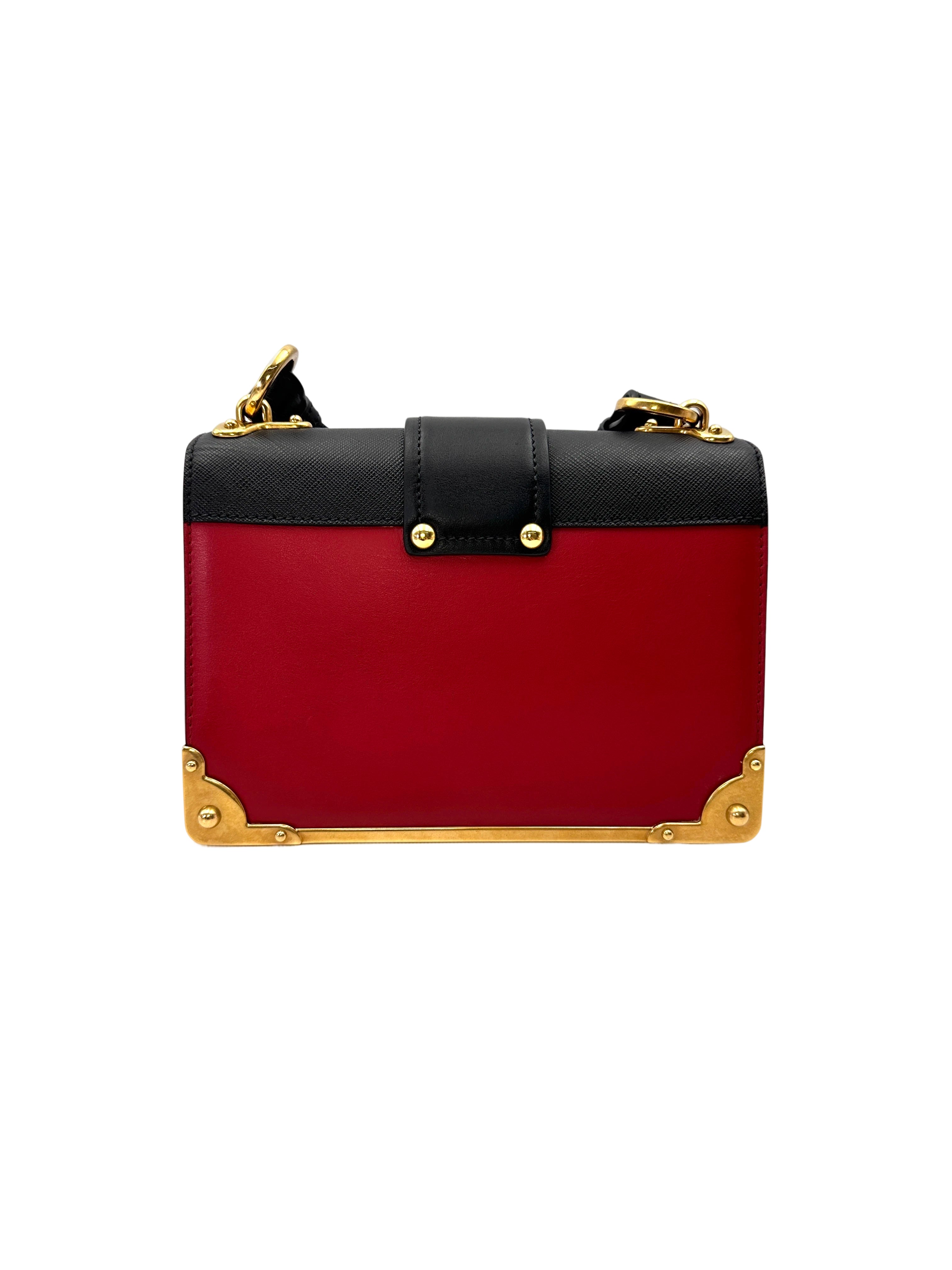 Prada Cahier Black/Red Leather Shoulder Bag PR433