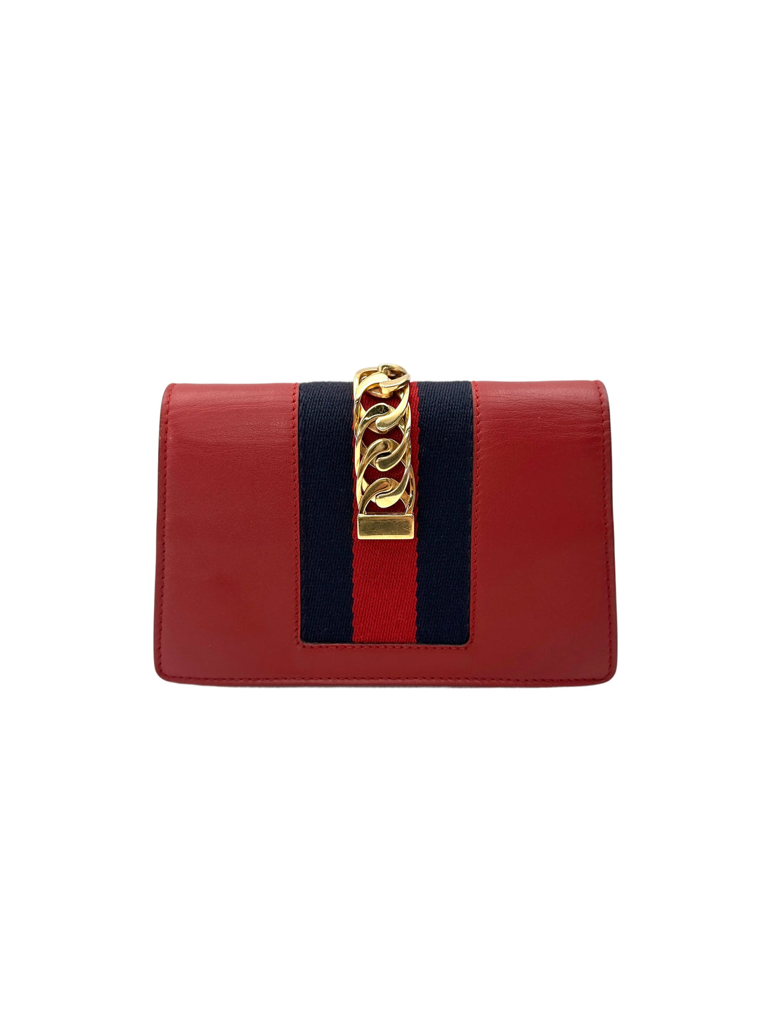 Gucci Sylvie Red Leather Wallet On Chain GG1185