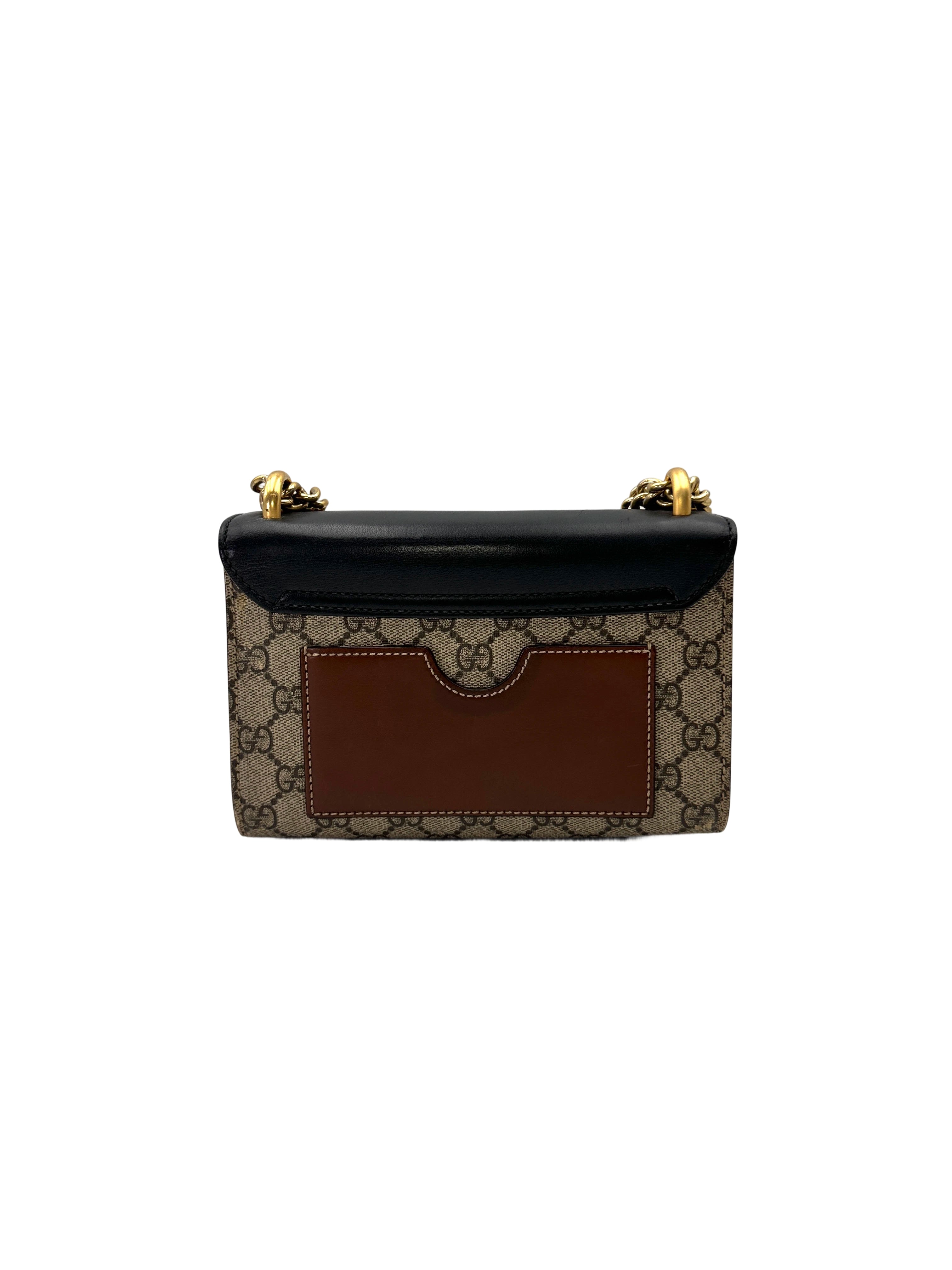 Gucci Padlock GG Canvas & Black Leather Small Size Shoulder Bag GG1187