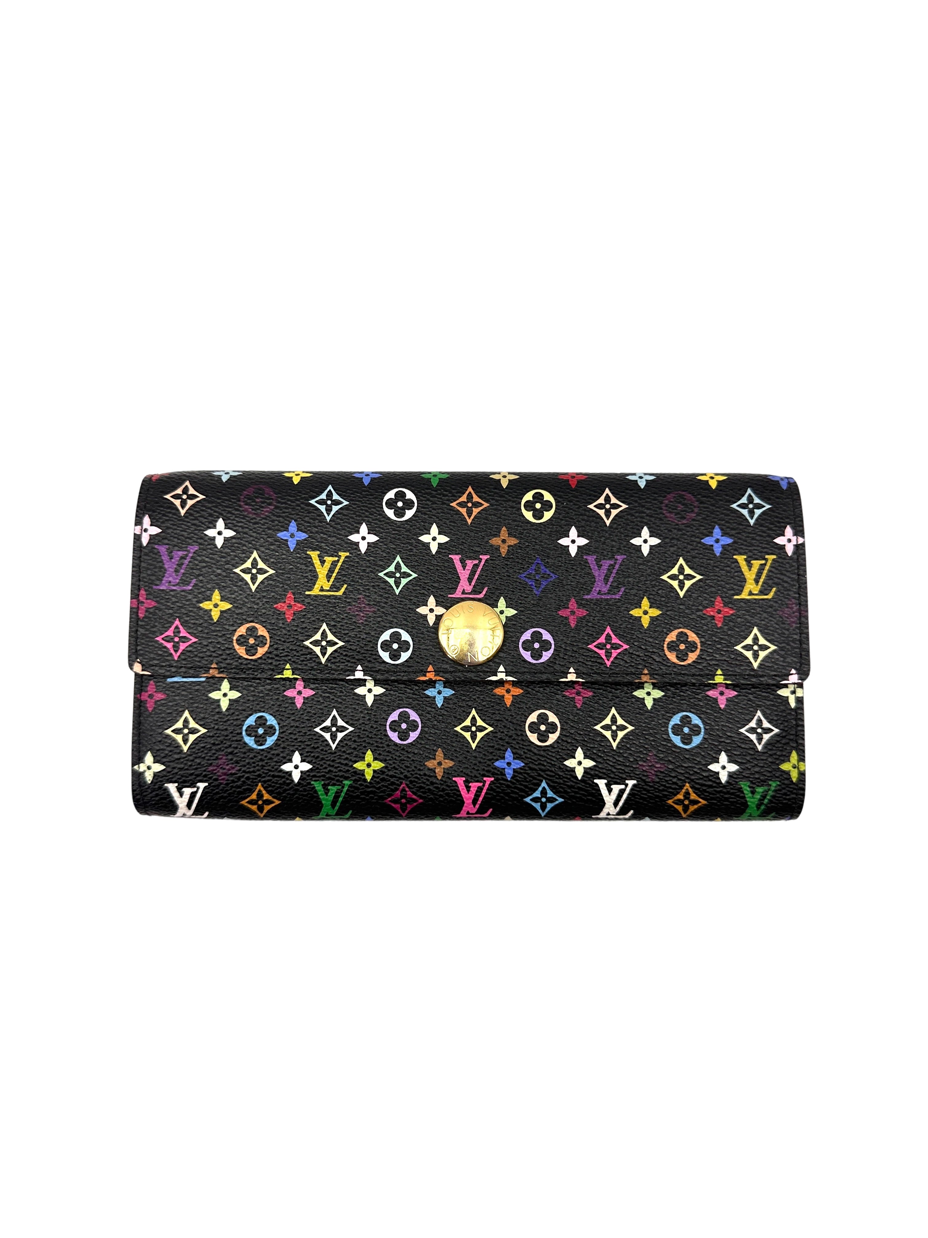 Louis Vuitton x Takashi Murakami Black Multicolor Monogram Zippy Long Wallet LV2927
