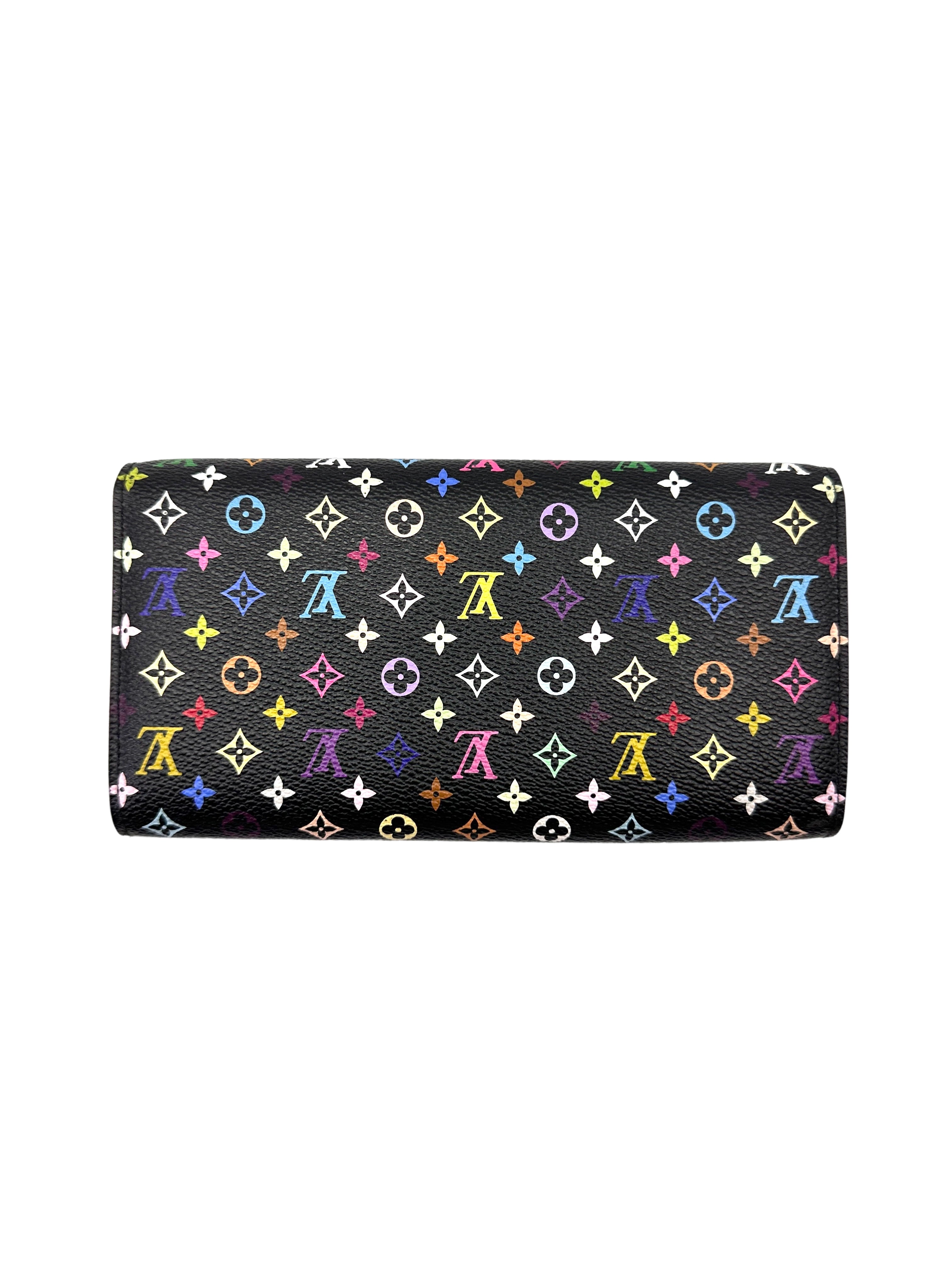 Louis Vuitton x Takashi Murakami Black Multicolor Monogram Zippy Long Wallet LV2927