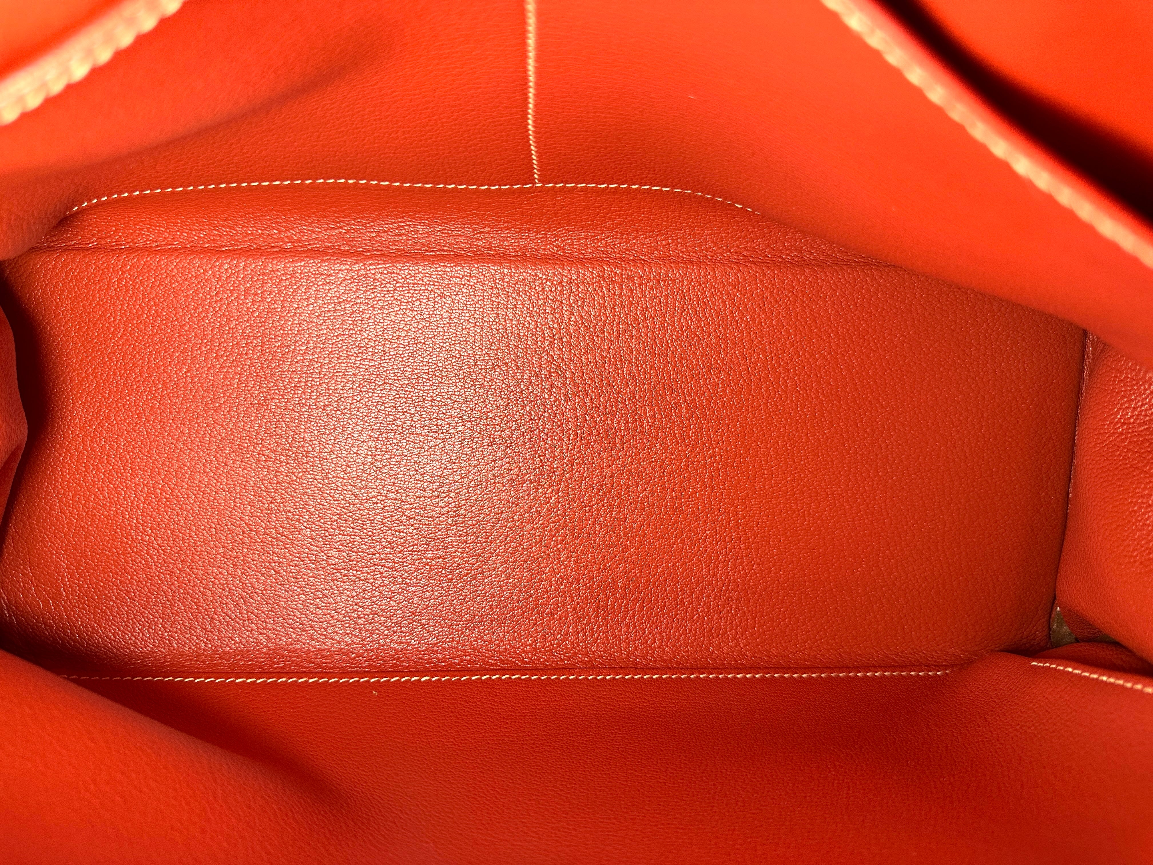 Hermes Kelly35 Red Leather Top Handle Bag With Silver Hardware HR118