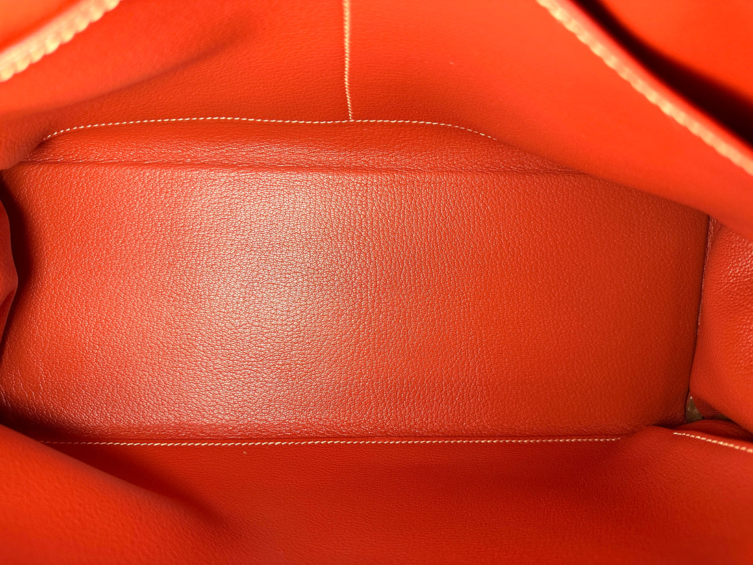 Hermes Kelly35 Red Leather Top Handle Bag With Silver Hardware HR118