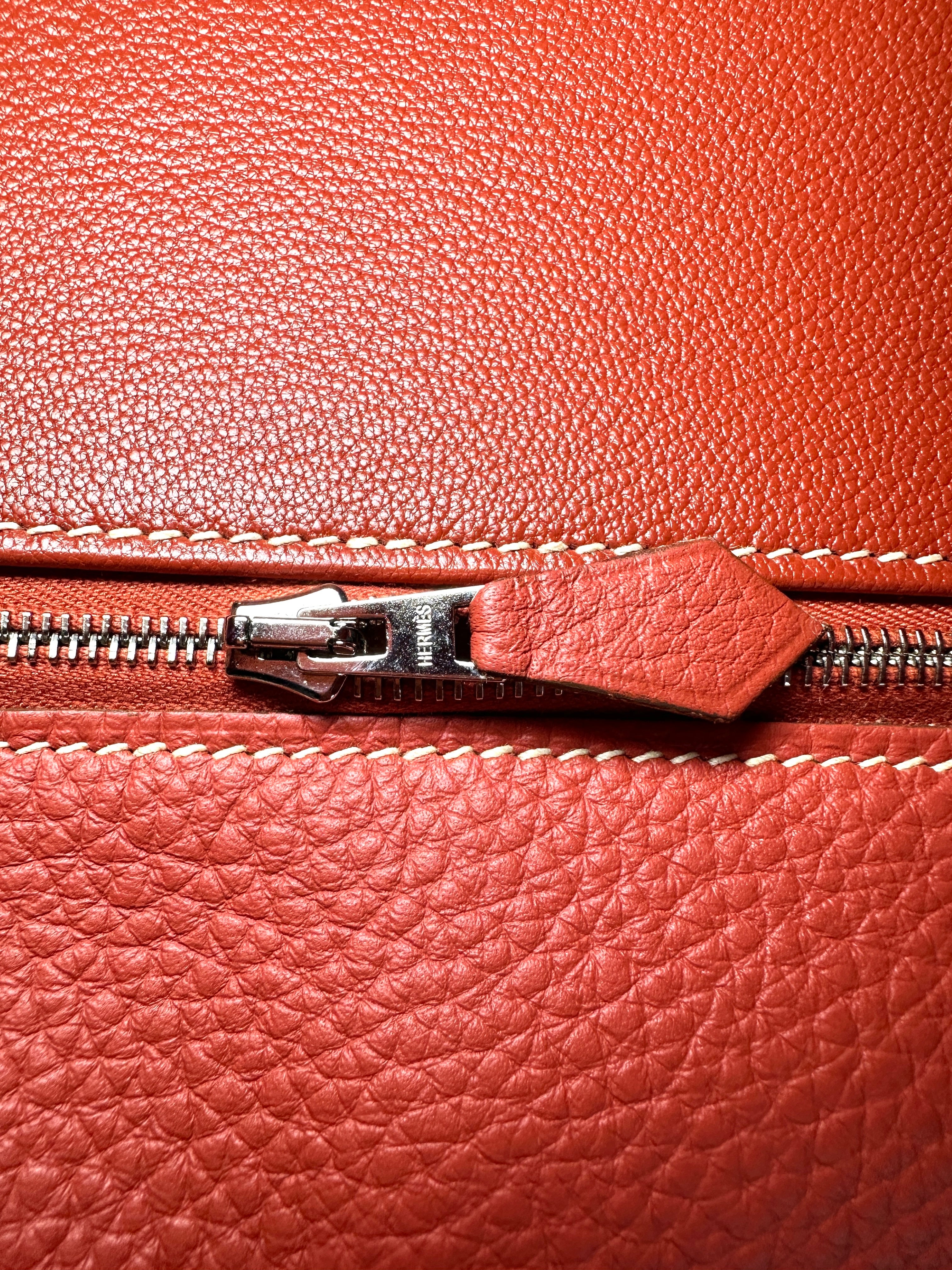 Hermes Kelly35 Red Leather Top Handle Bag With Silver Hardware HR118