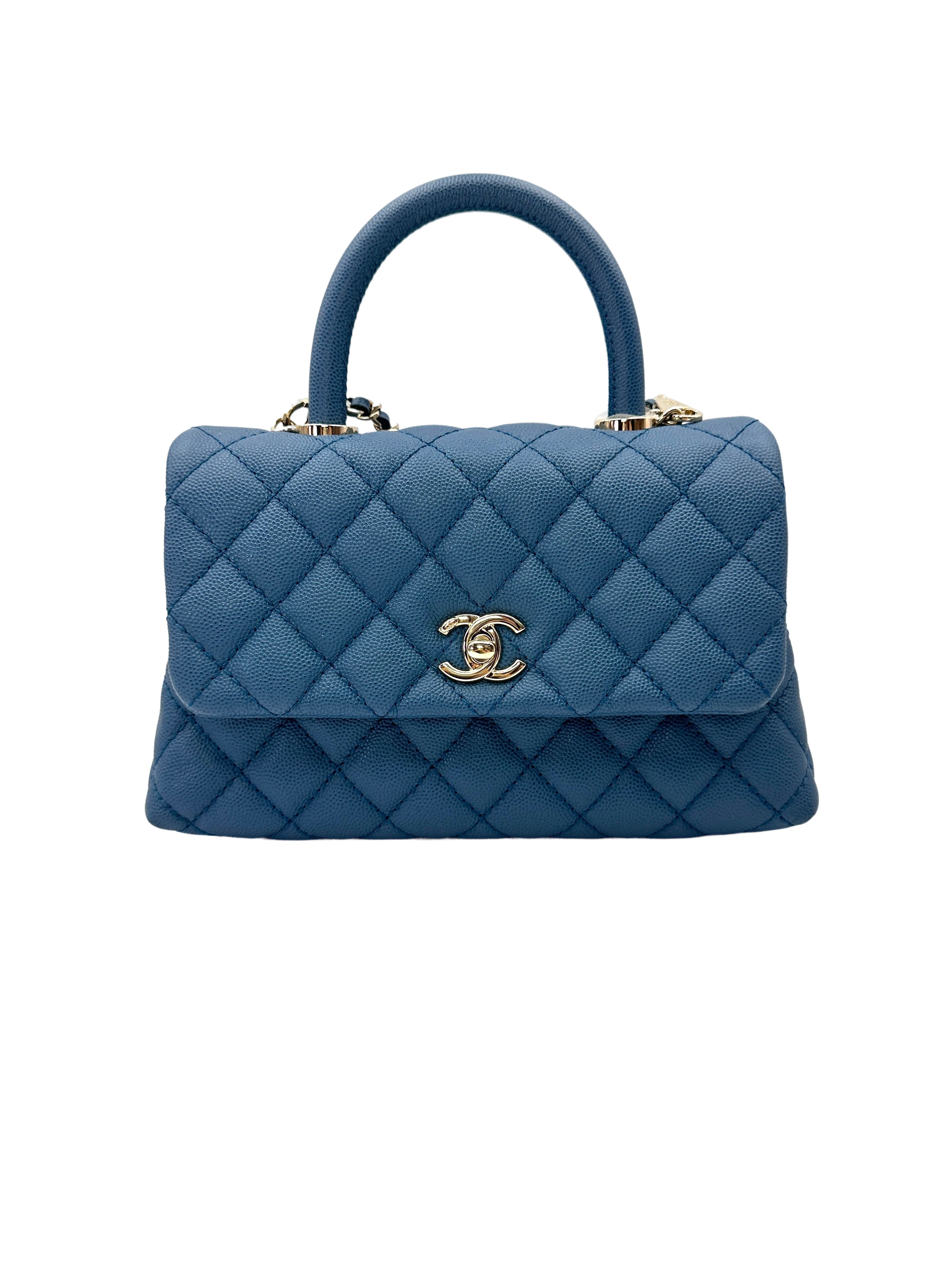 Chanel CoCo Handle Blue Quilted Leather Small Size Shoulder Bag(27***64) CC2082