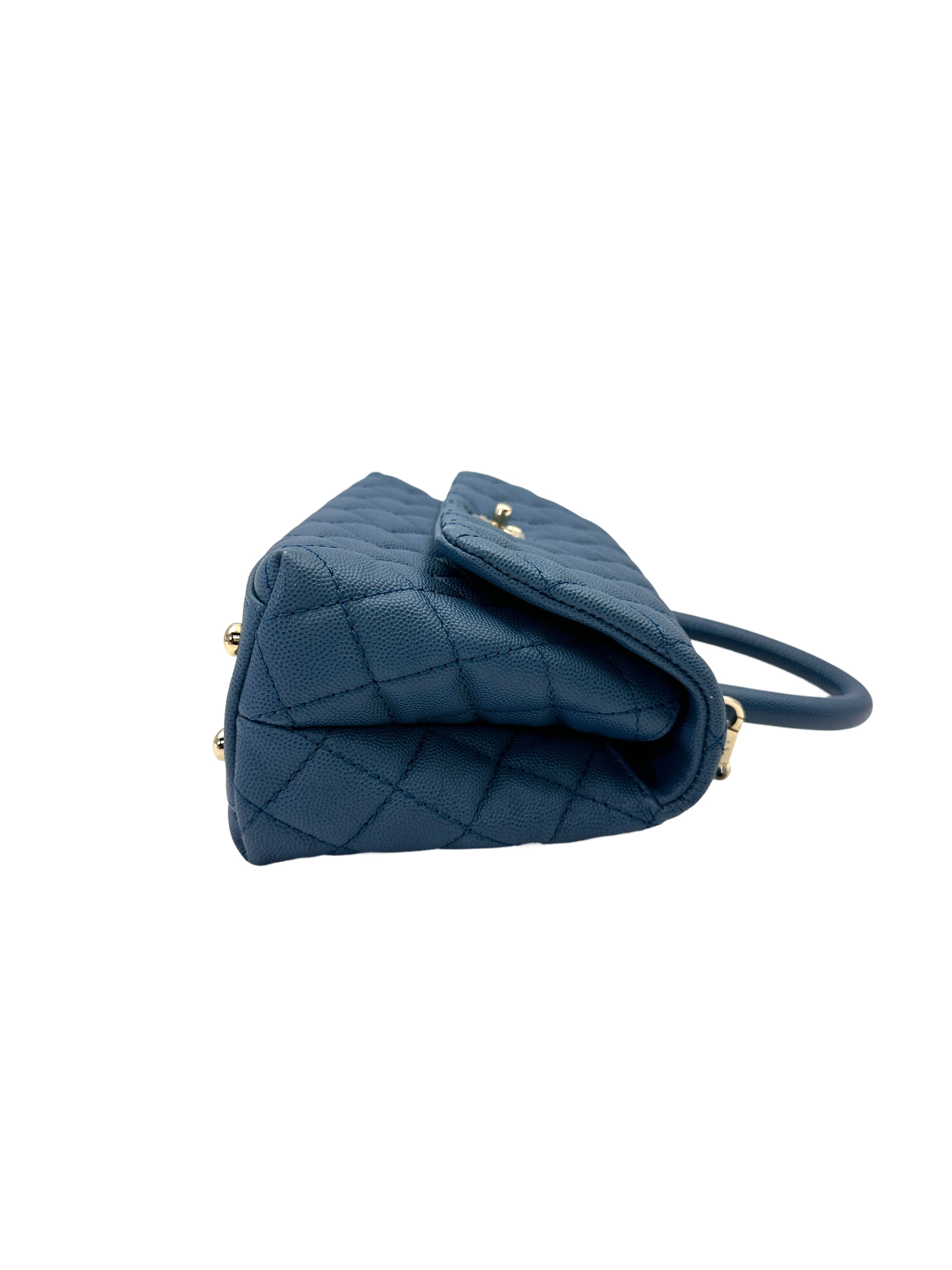 Chanel CoCo Handle Blue Quilted Leather Small Size Shoulder Bag(27***64) CC2082