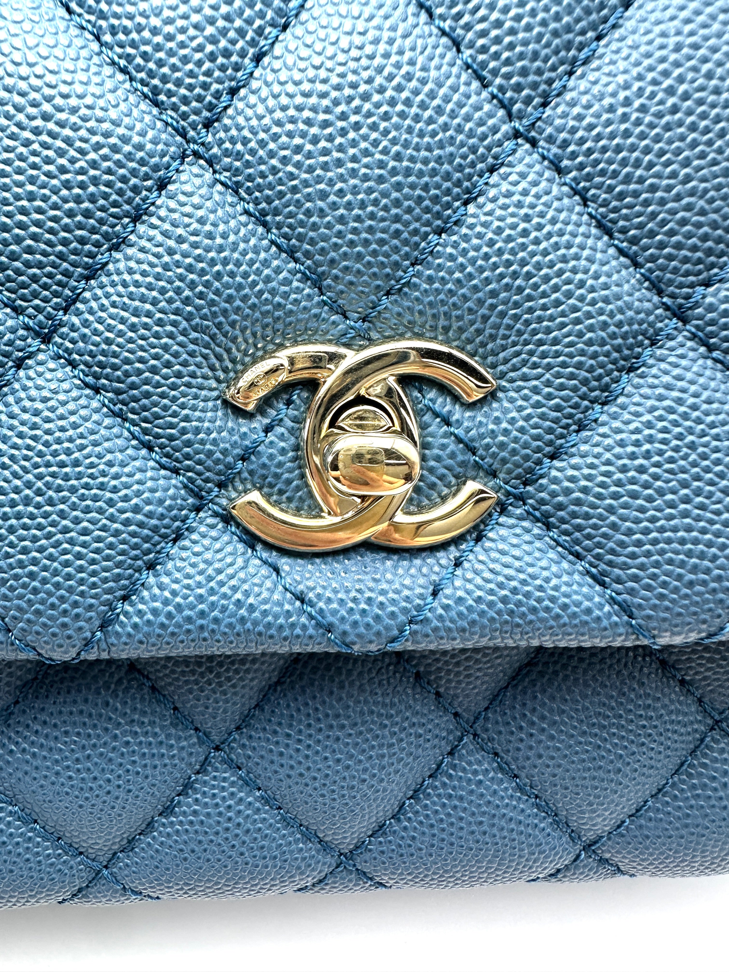 Chanel CoCo Handle Blue Quilted Leather Small Size Shoulder Bag(27***64) CC2082