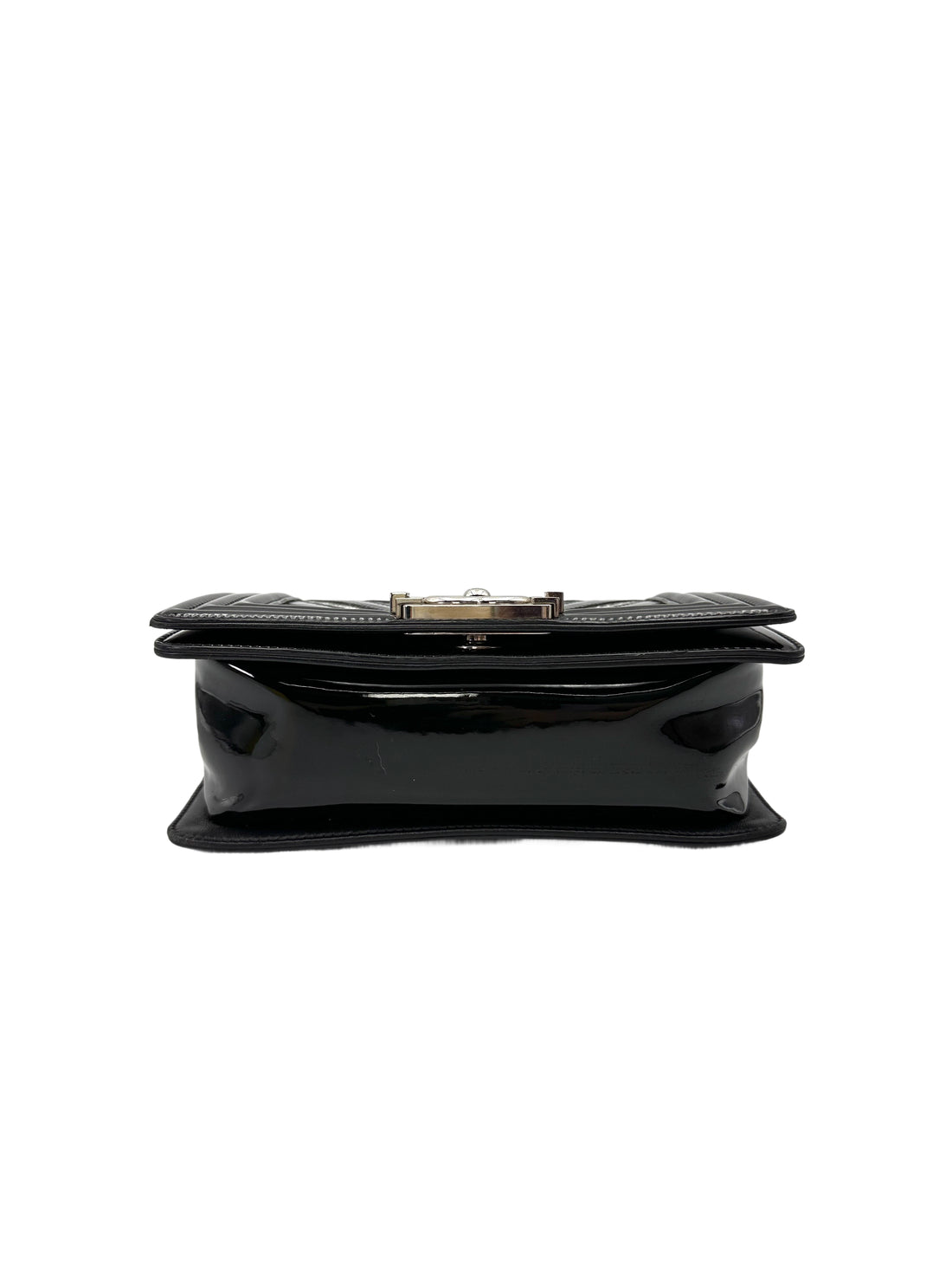 Chanel LeBoy Black Chevron V-Stitch Patent Leather Small Size Flap Bag(24***98) CC2089