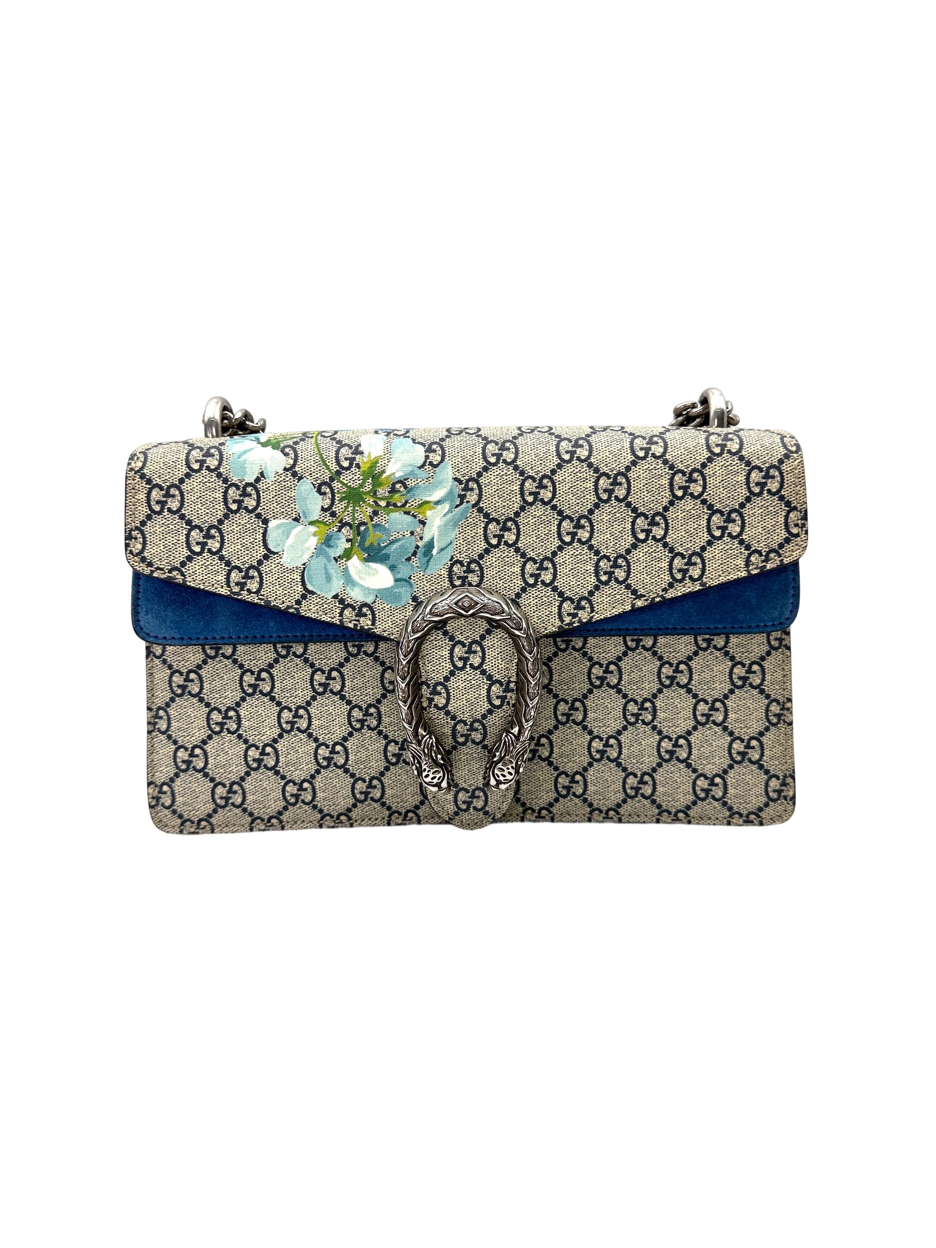 Gucci Dionysus Blue GG Blooms Canvas Medium Size Shoulder Bag GG1188