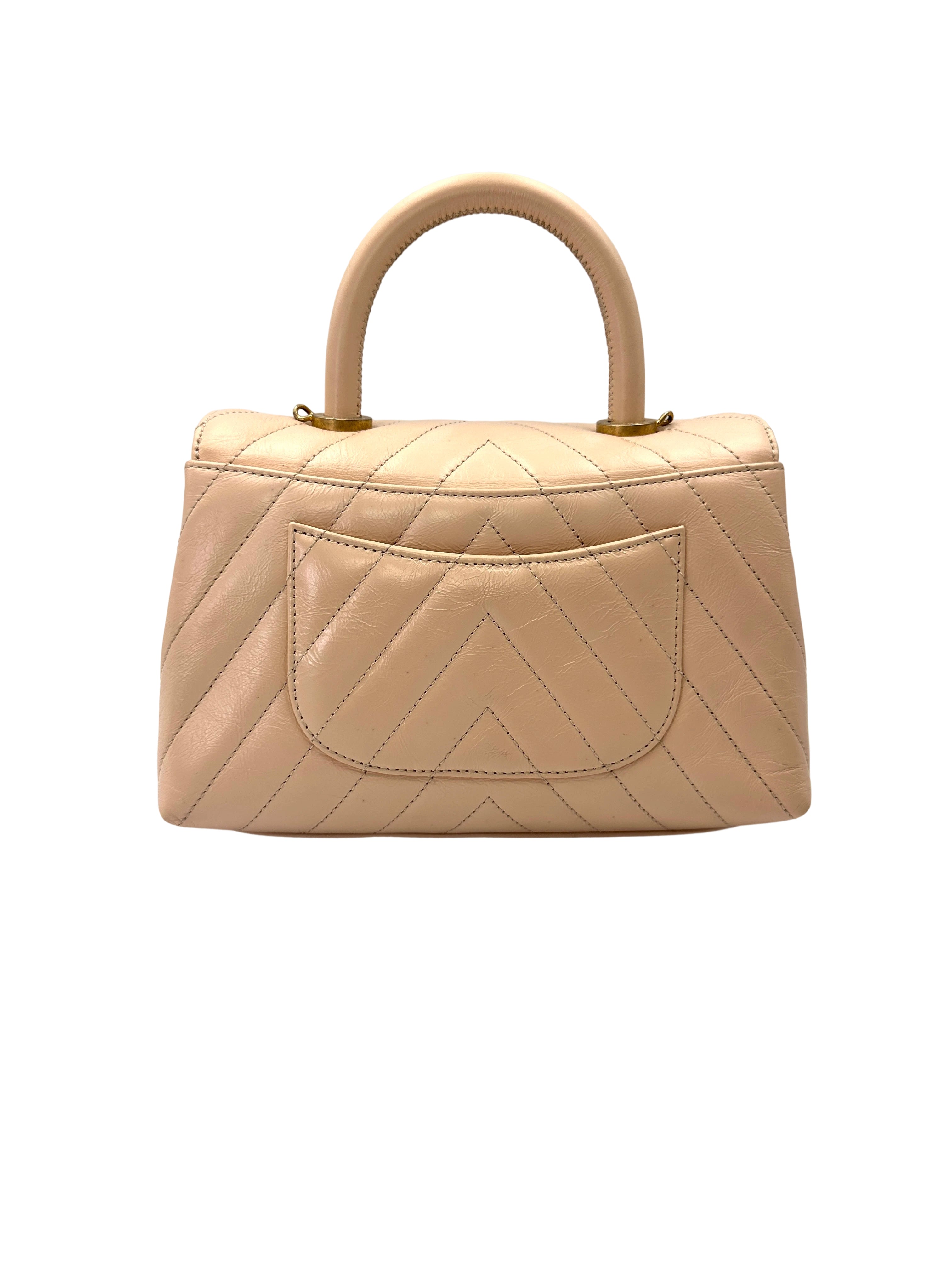 Chanel CoCo Handle Beige Chevron Quilted Leather Shoulder Bag(25***63) CC2085