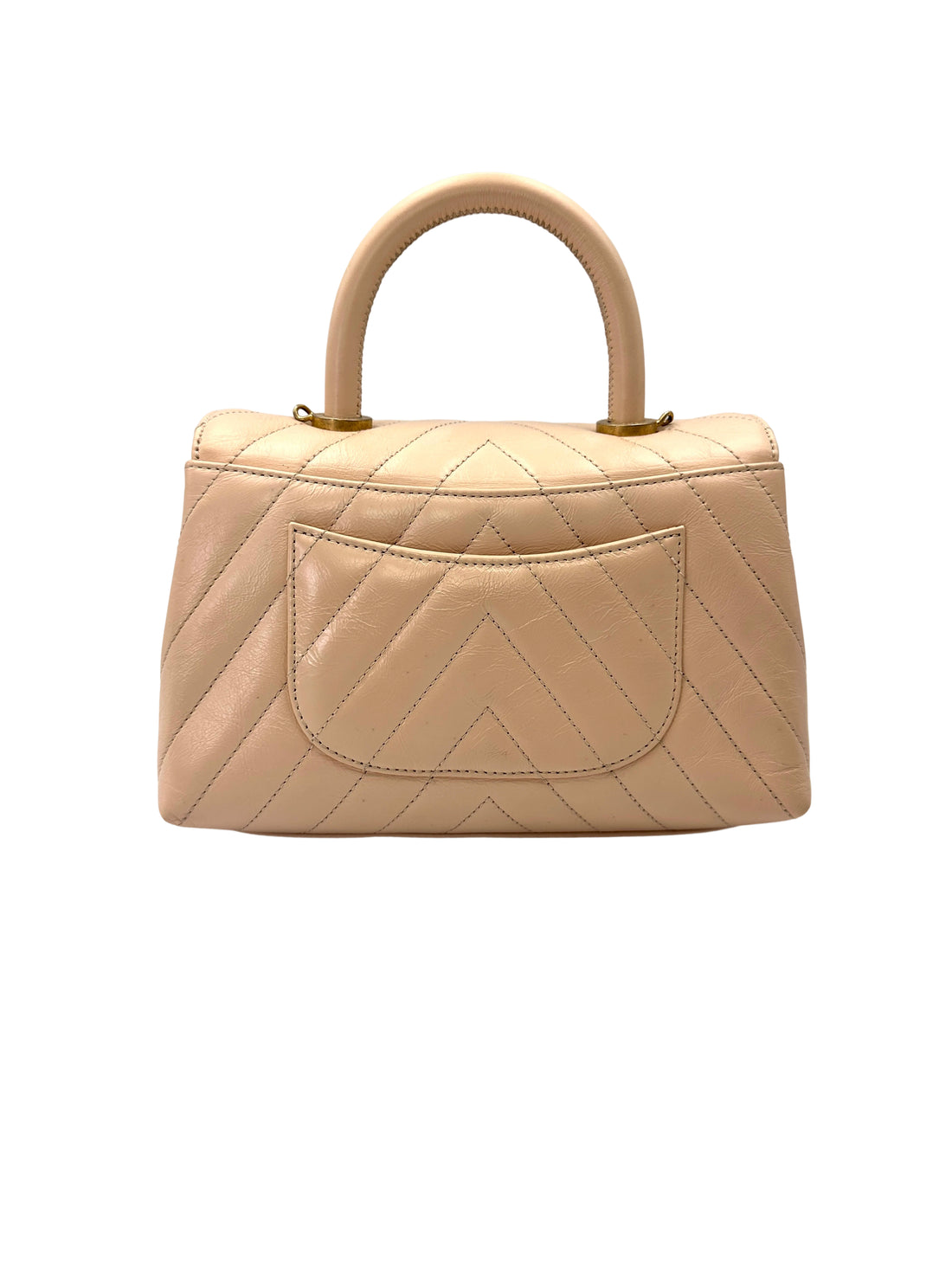 Chanel CoCo Handle Beige Chevron Quilted Leather Shoulder Bag(25***63) CC2085
