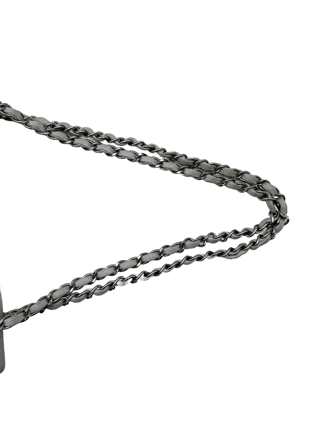 Chanel Classic Flap Light Grey Quilted Lambskin Medium Size Shoulder Bag With Silver Buckle(14***42) CC2086