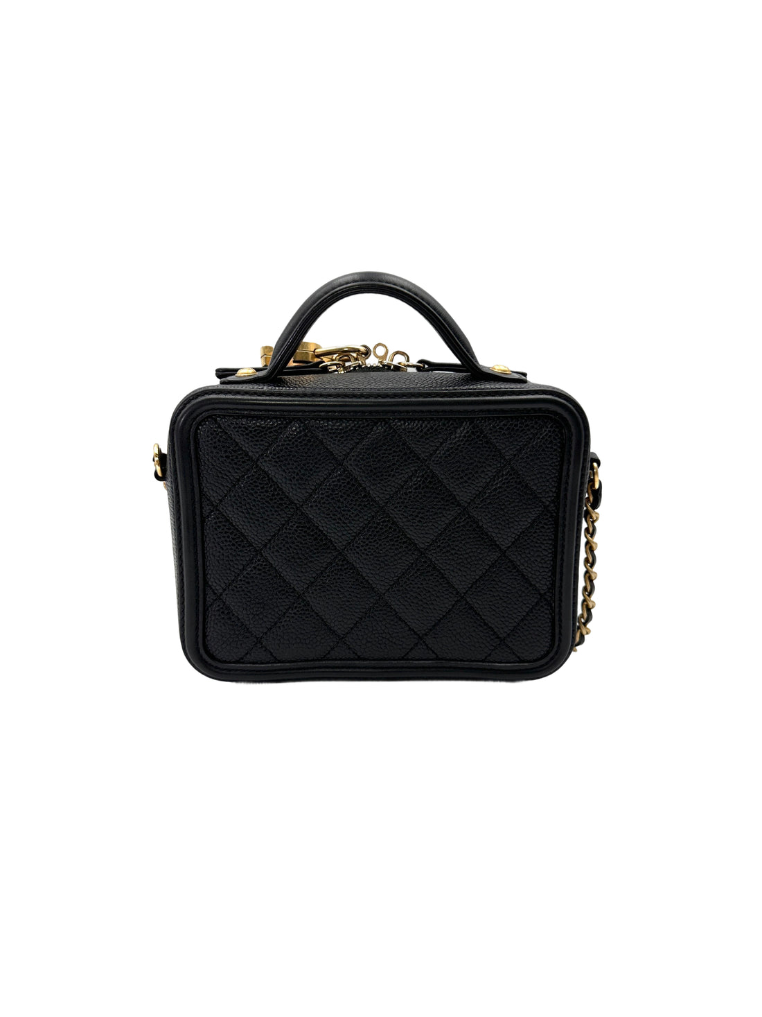 Chanel CC Filigree Black Quilted Leather Top Handle Vanity Case(26***53) CC2087