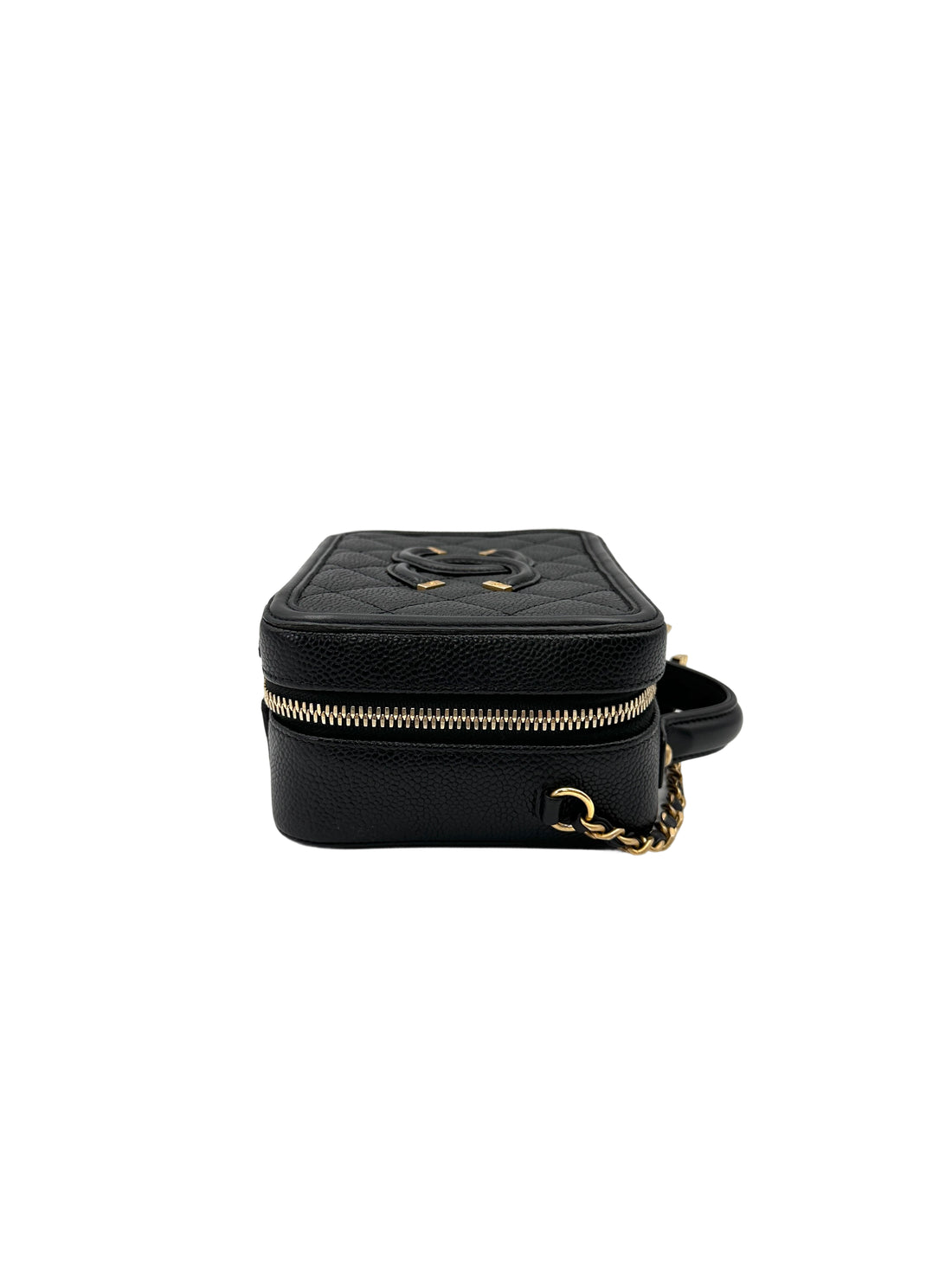 Chanel CC Filigree Black Quilted Leather Top Handle Vanity Case(26***53) CC2087