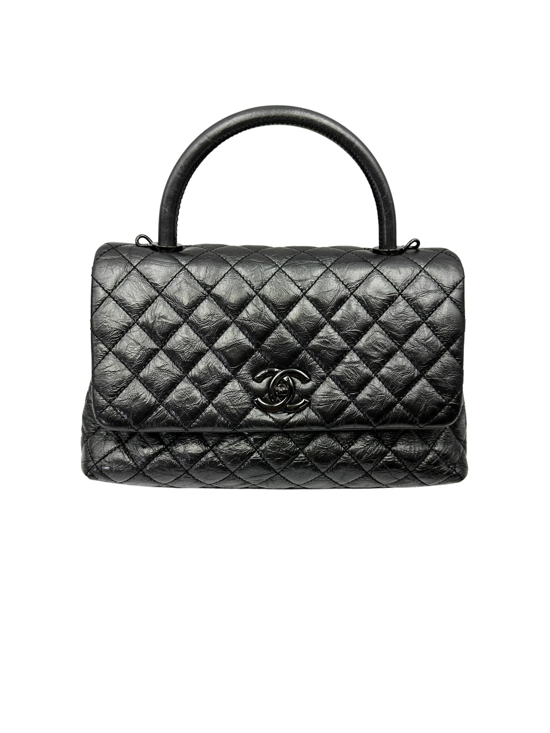 Chanel CoCo Handle Black Quilted Leather Shoulder Bag With Black Buckle(29***24) CC2088