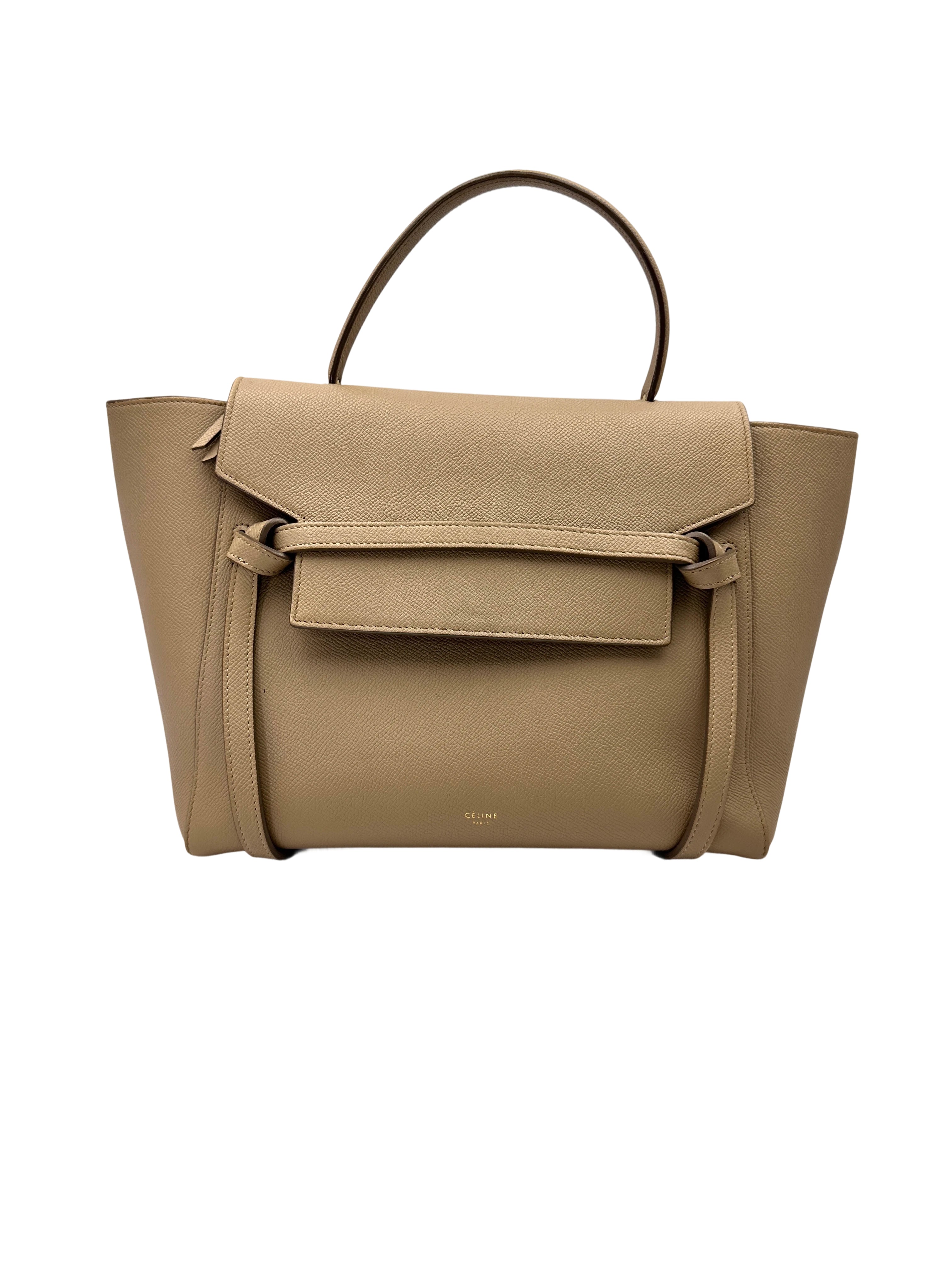 Celine Beige Leather Belt Handle Bag CE170