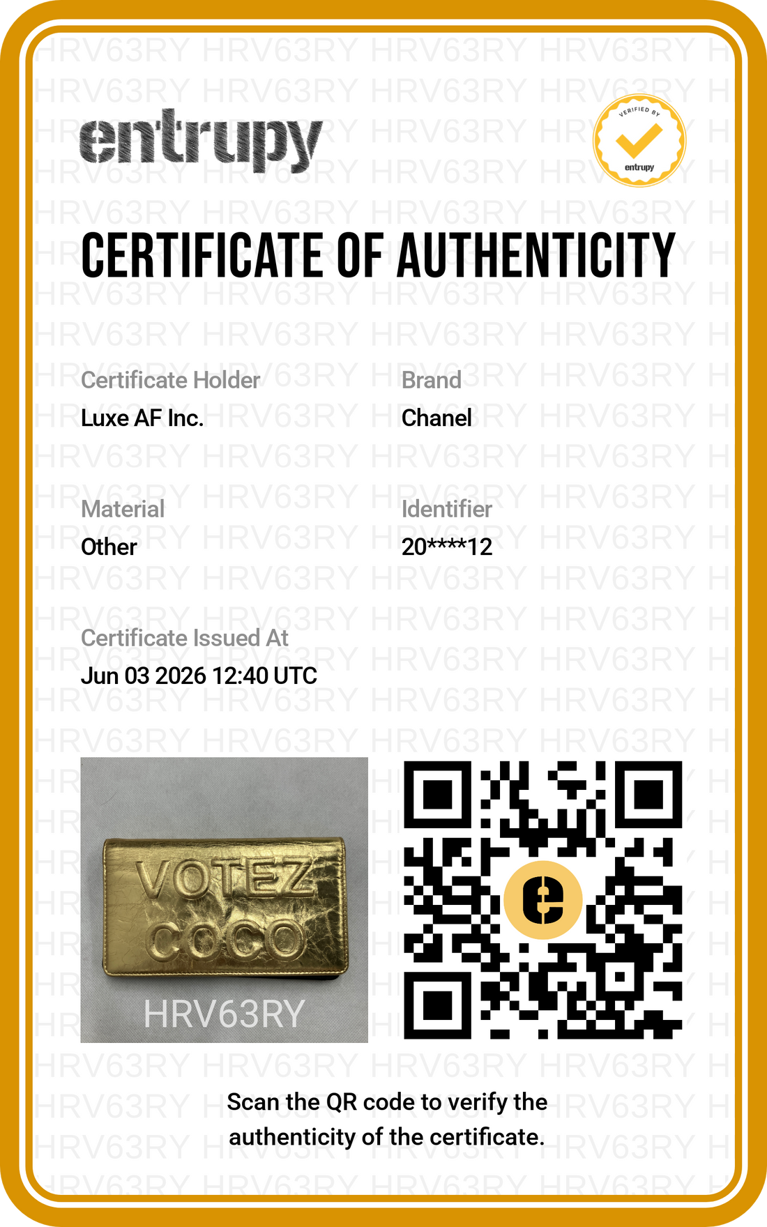 Chanel Votez CoCo Metallic Gold Long Wallet(20***12) CC2094