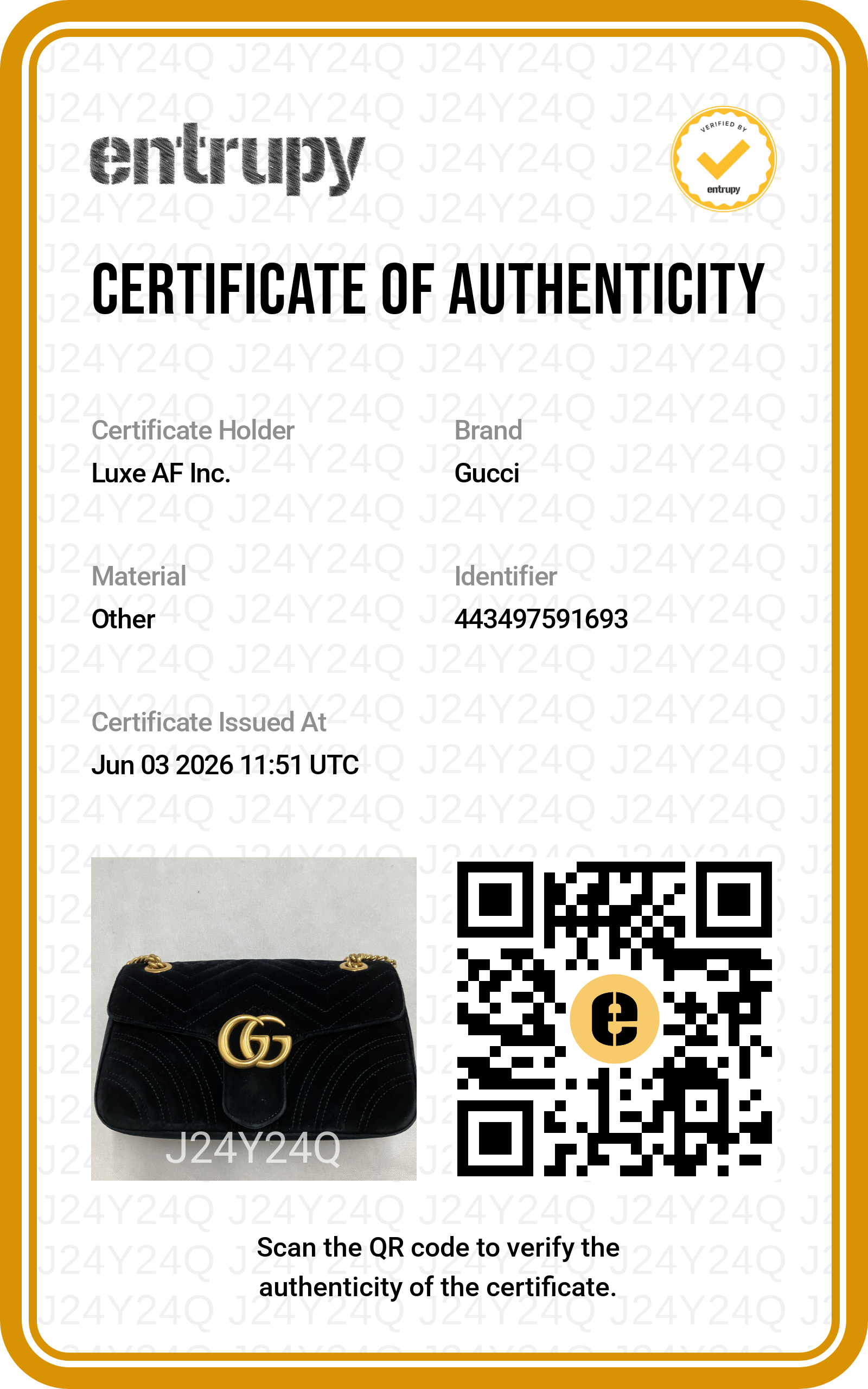 Gucci GG Marmont Black Velvet Shoulder Bag GG1196