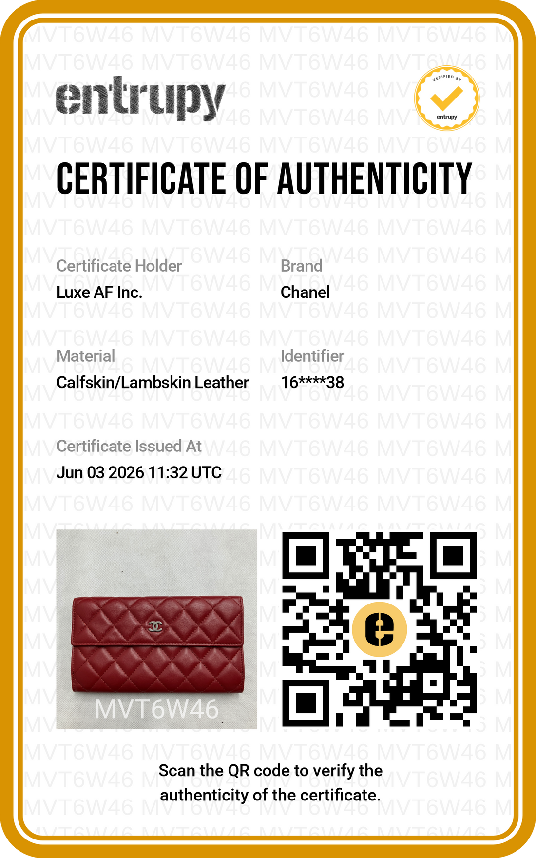 Chanel Red Quilted Leather Long Wallet(16***38) CC2093