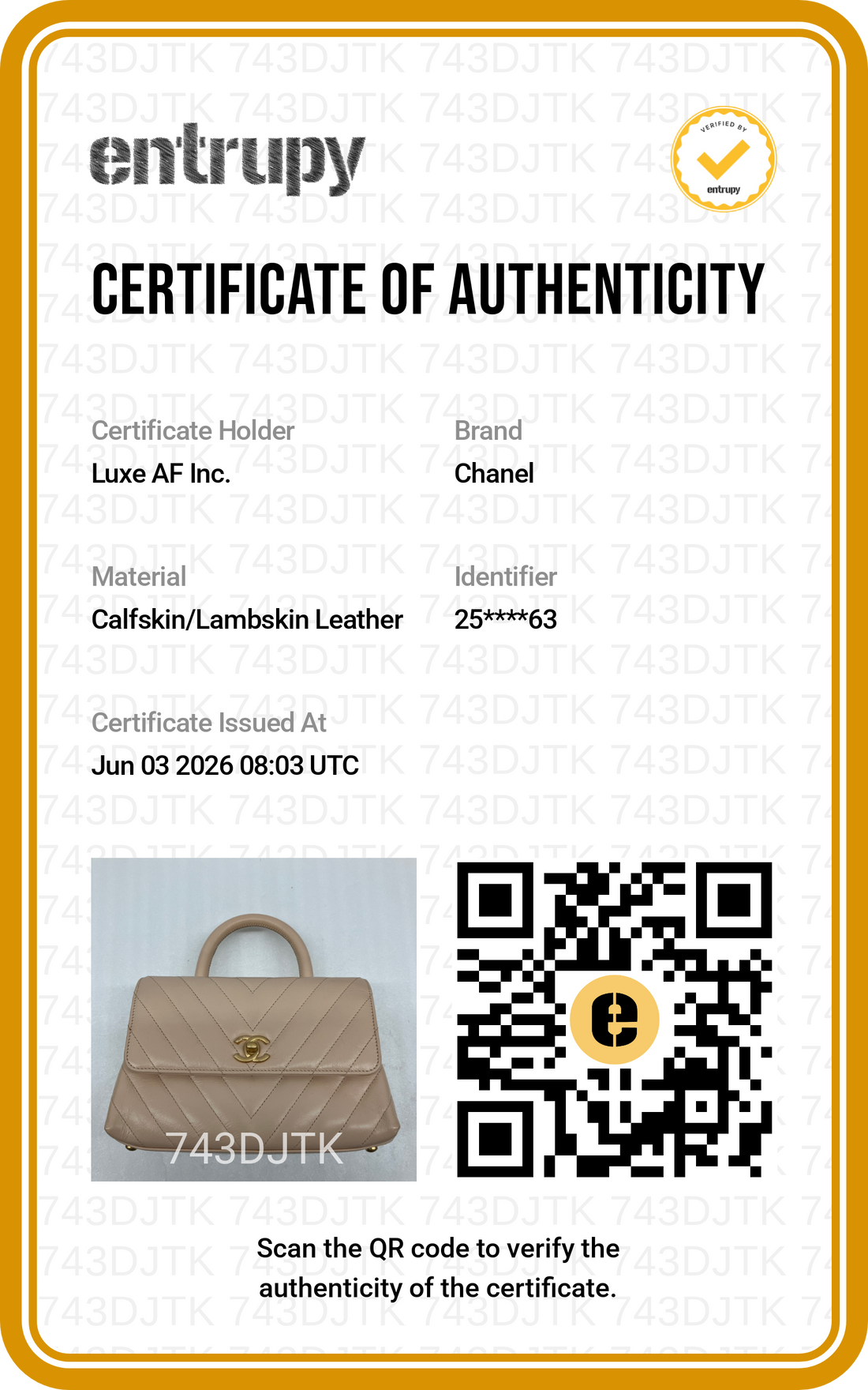 Chanel CoCo Handle Beige Chevron Quilted Leather Shoulder Bag(25***63) CC2085