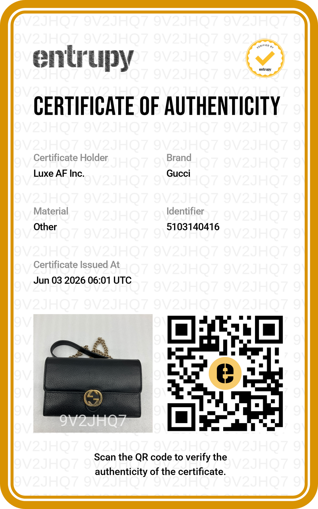 Gucci Interlocking Black Leather Wallet On Chain GG1184