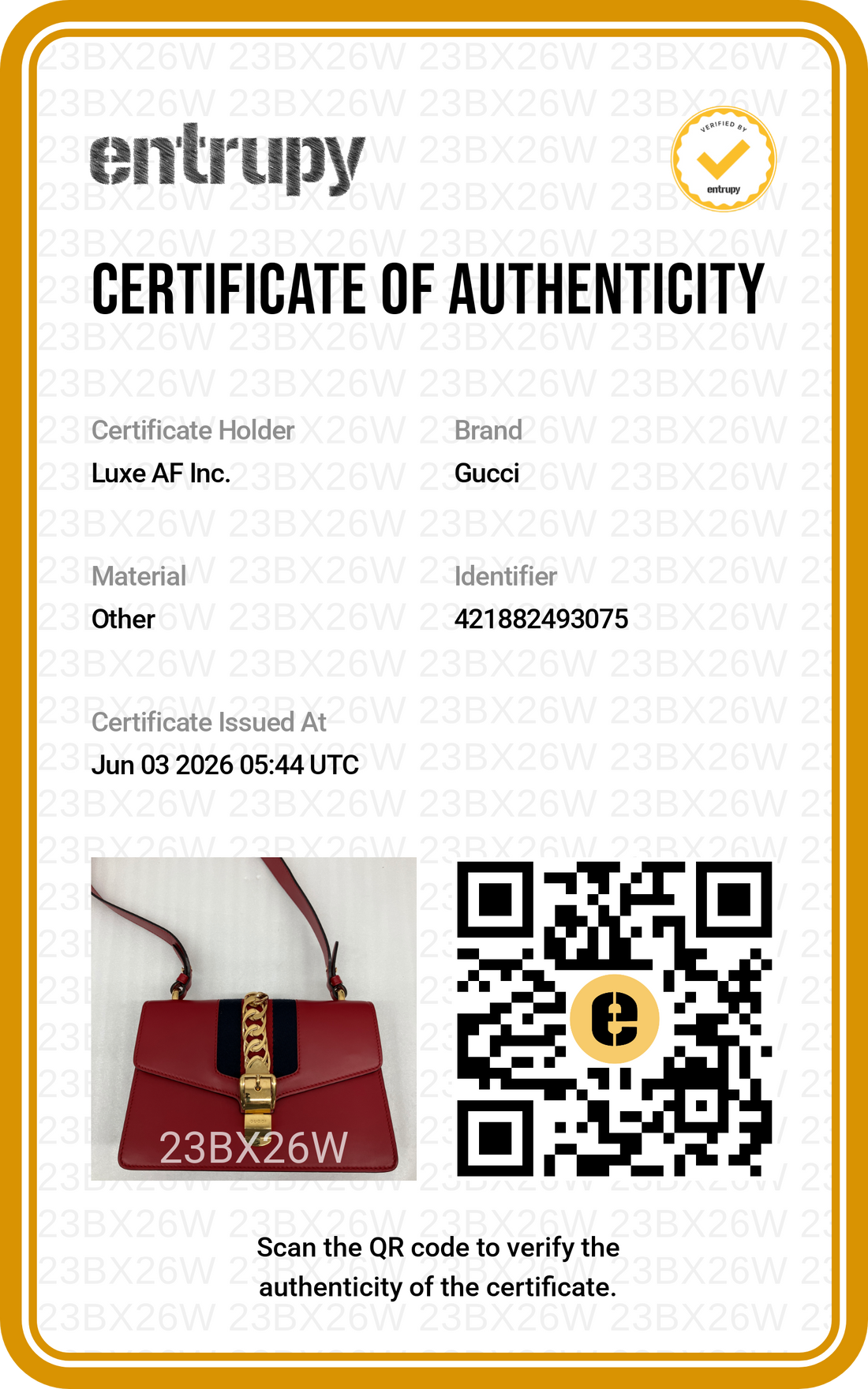 Gucci Sylvie Red Leather Medium Size Shoulder Bag GG1192