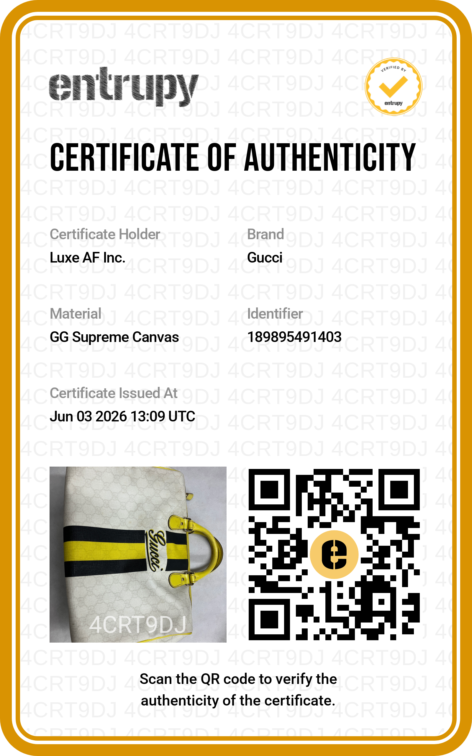 Gucci GG Supreme Joy Boston Bag WIth Yellow Stripe GG1190