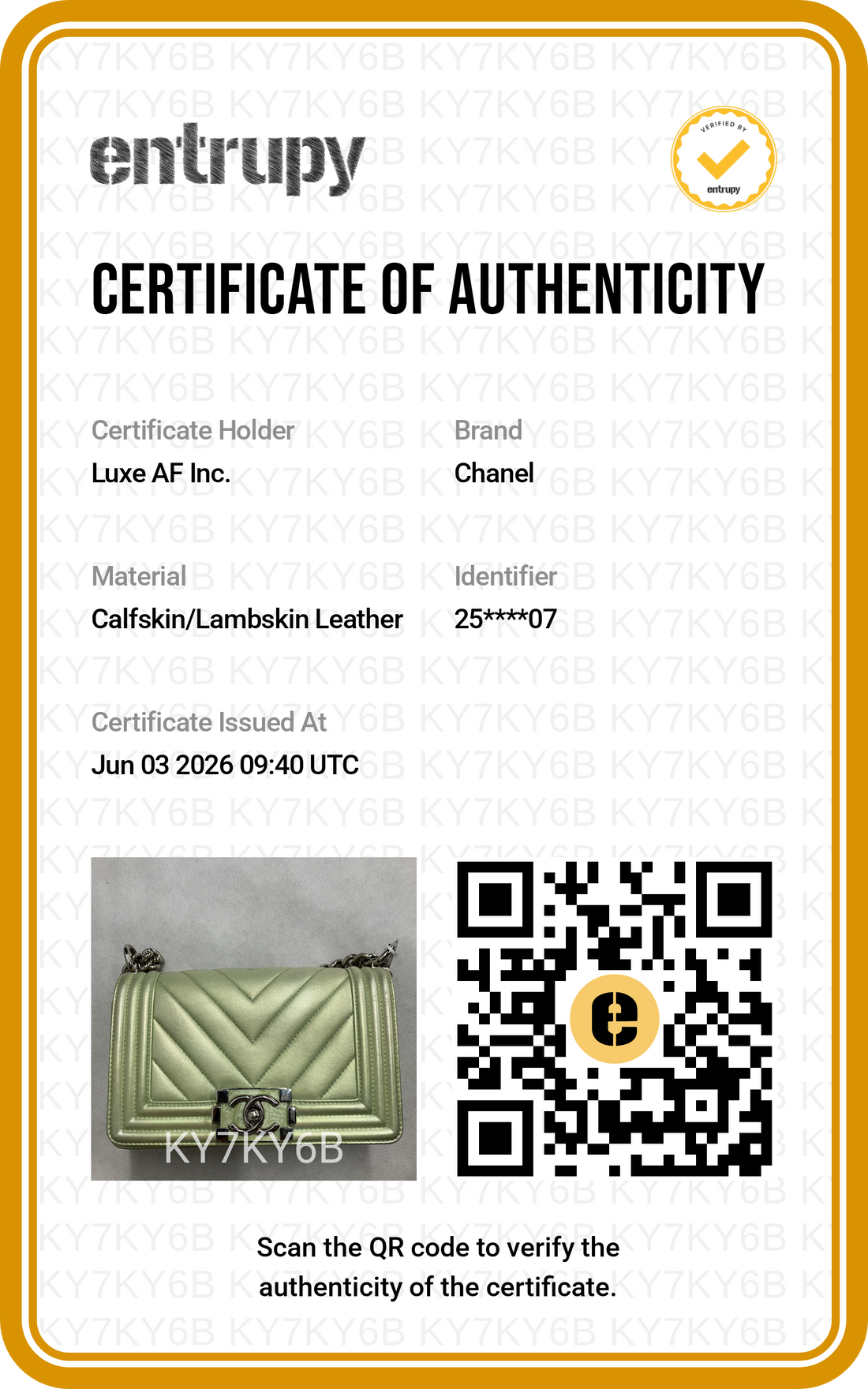 Chanel LeBoy Metallic Iridescent Light Green Chevron Quilted Small Size Flap Bag(25***07) CC2091
