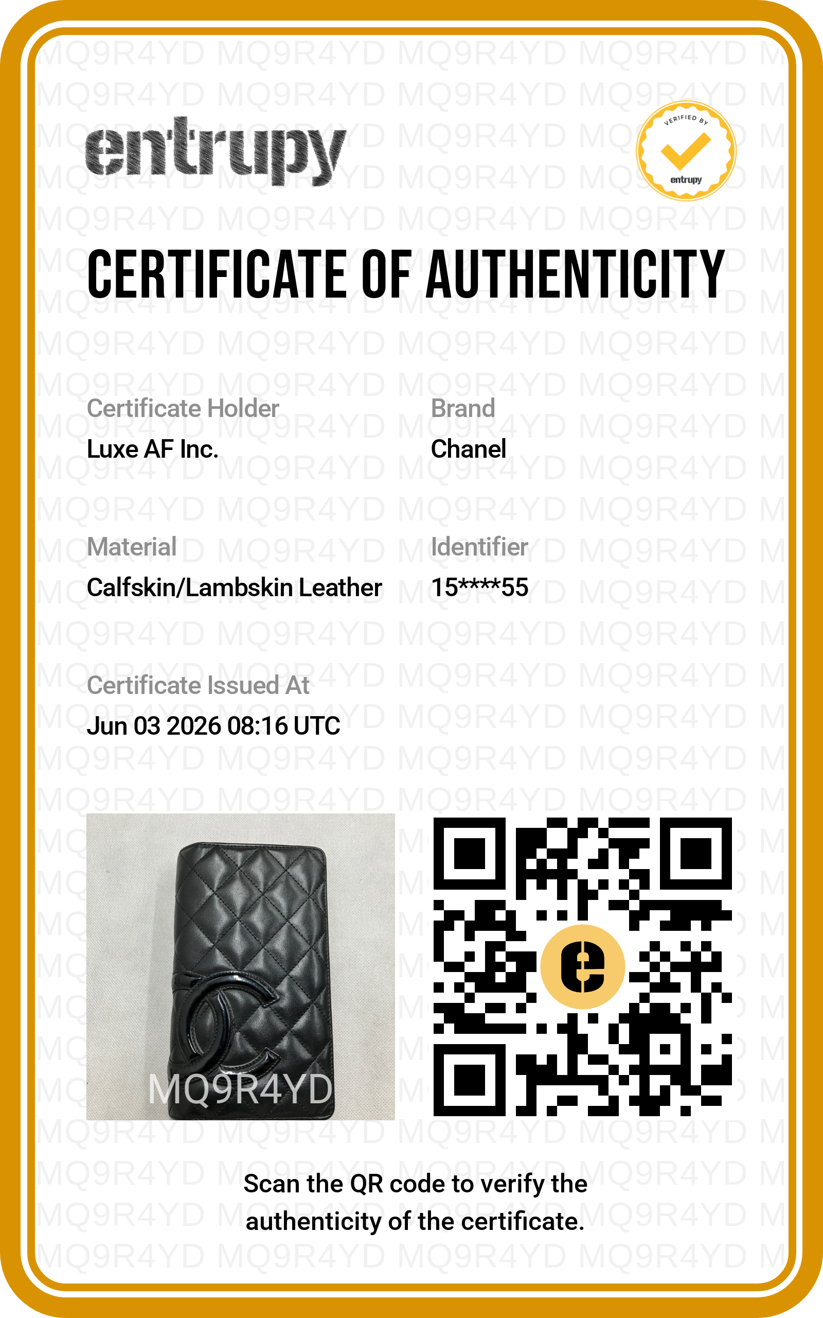 Chanel Cambon Line Black Quilted Leather Wallet(15***55) CC2096