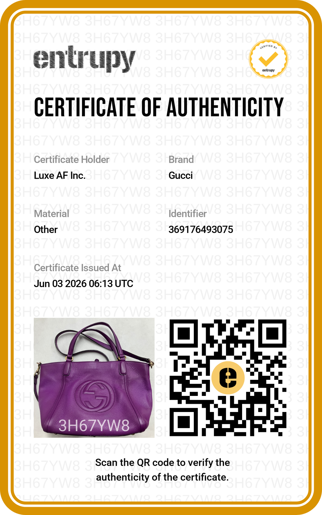 Gucci Soho Purple Leather Tote Handle Bag GG1329