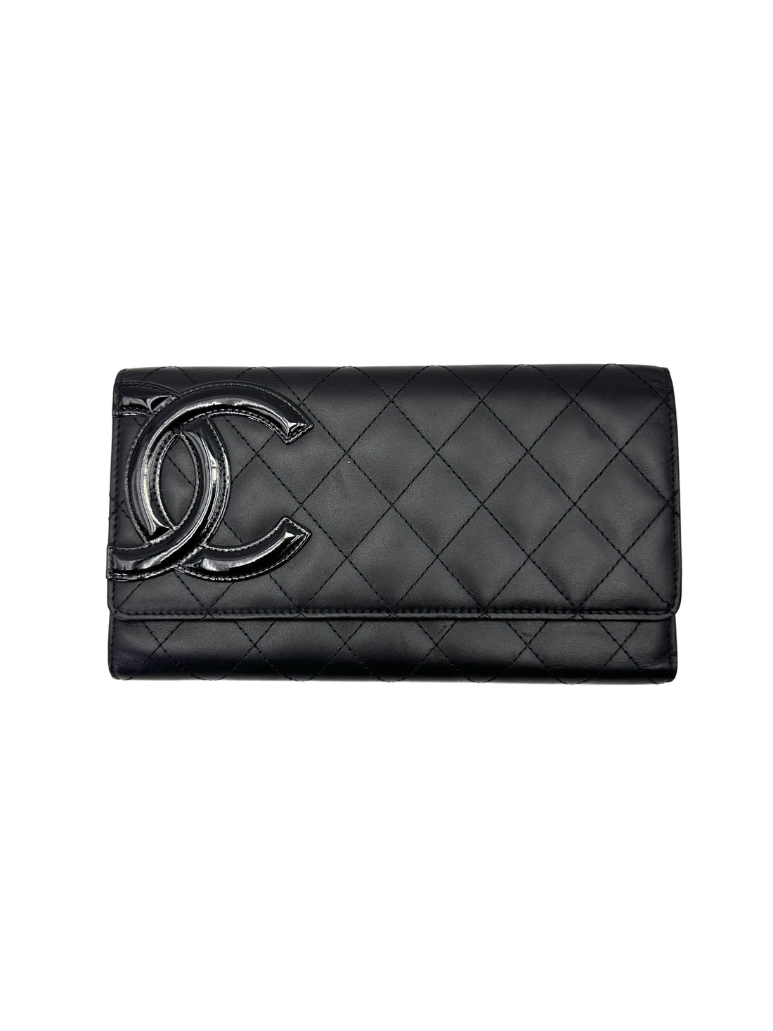 Chanel Cambon Line Black Quilted Leather Wallet(16***78) CC2095
