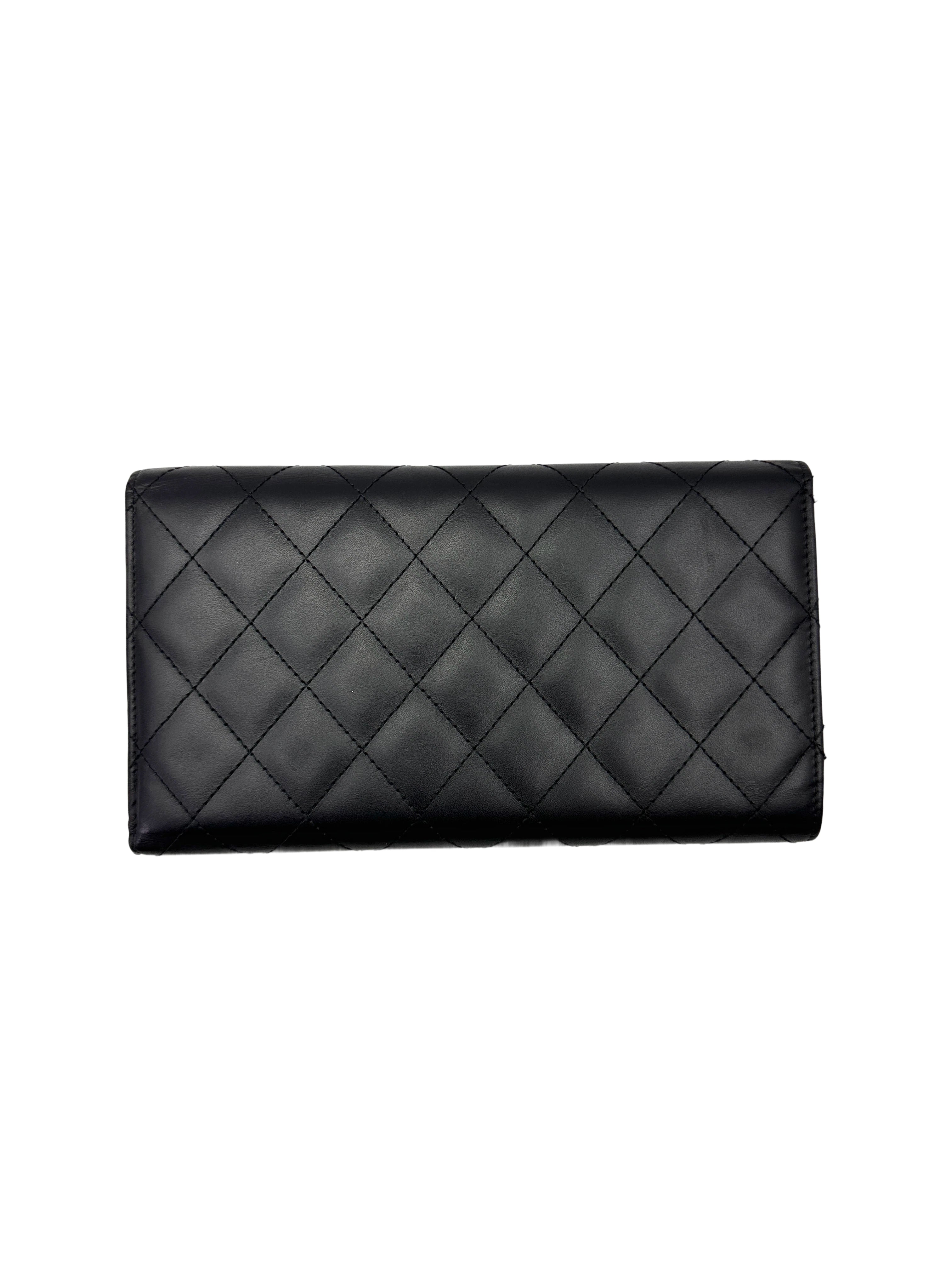 Chanel Cambon Line Black Quilted Leather Wallet(16***78) CC2095