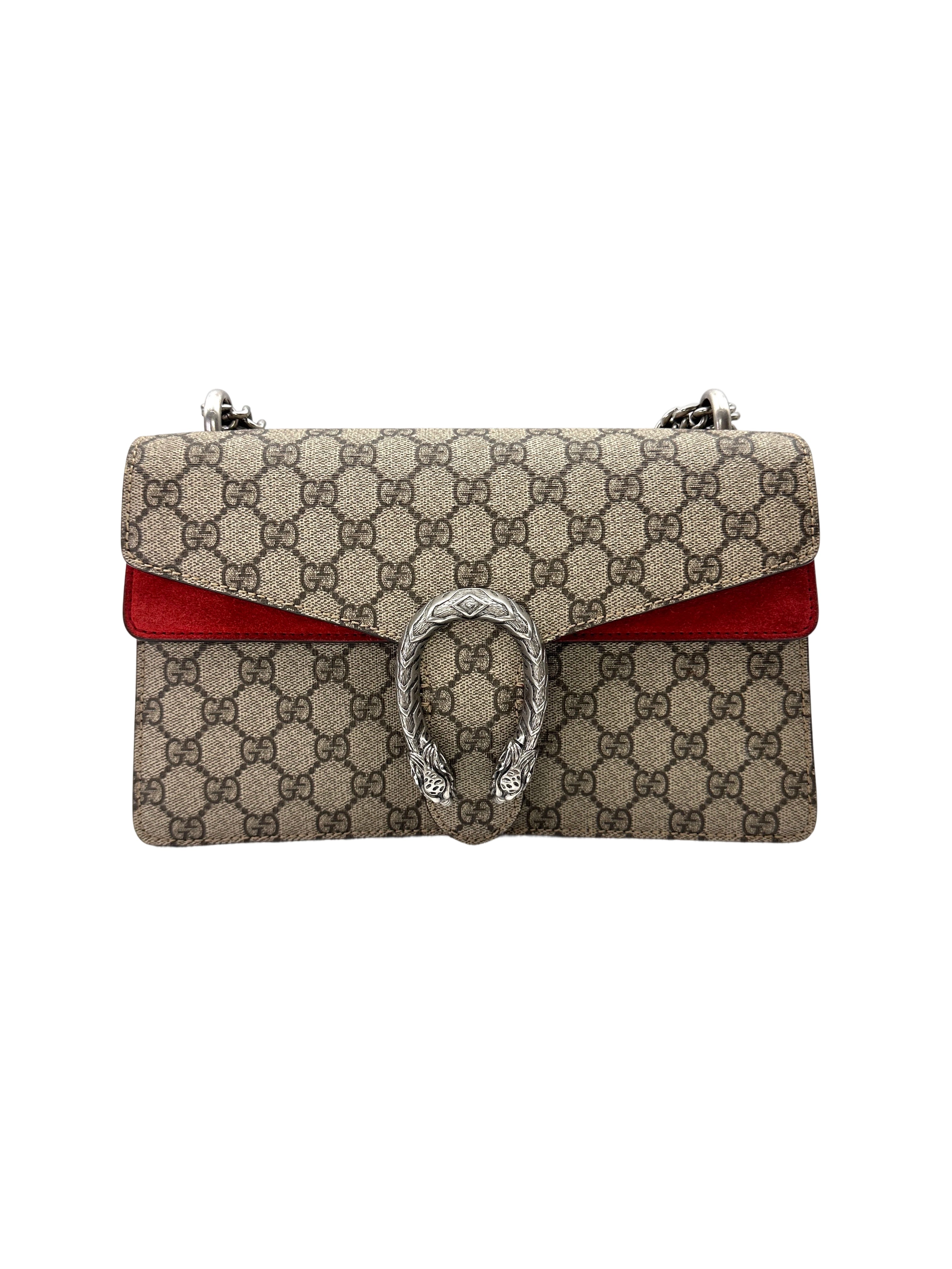 Gucci Dionysus GG Supreme Canvas Shoulder Bag With Red Trim GG1191