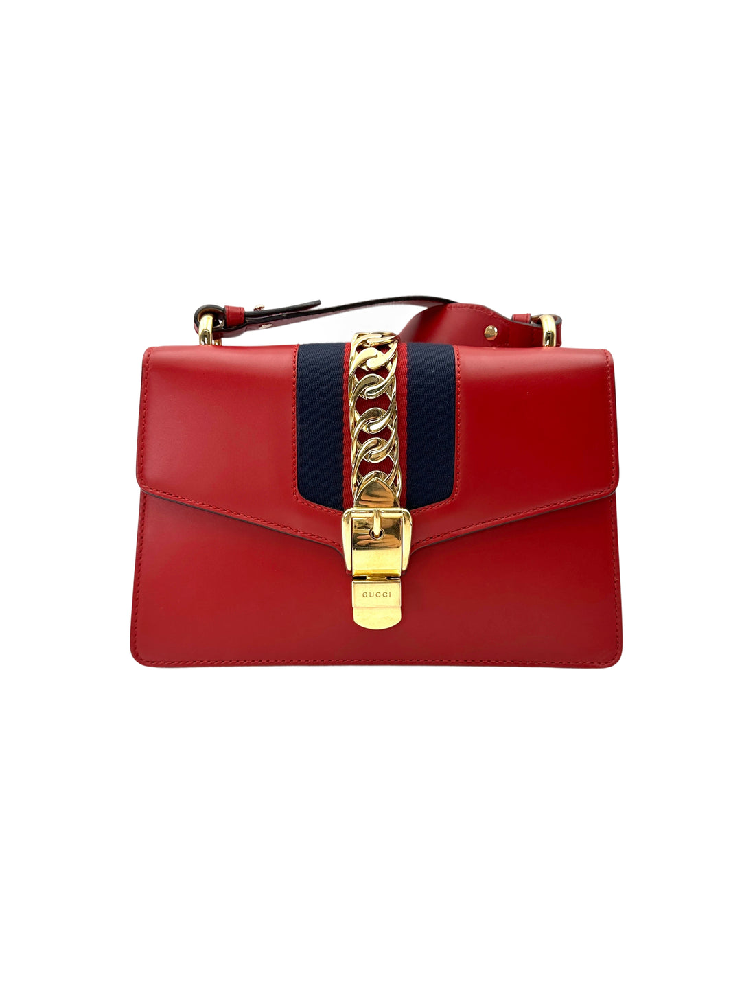 Gucci Sylvie Red Leather Medium Size Shoulder Bag GG1192