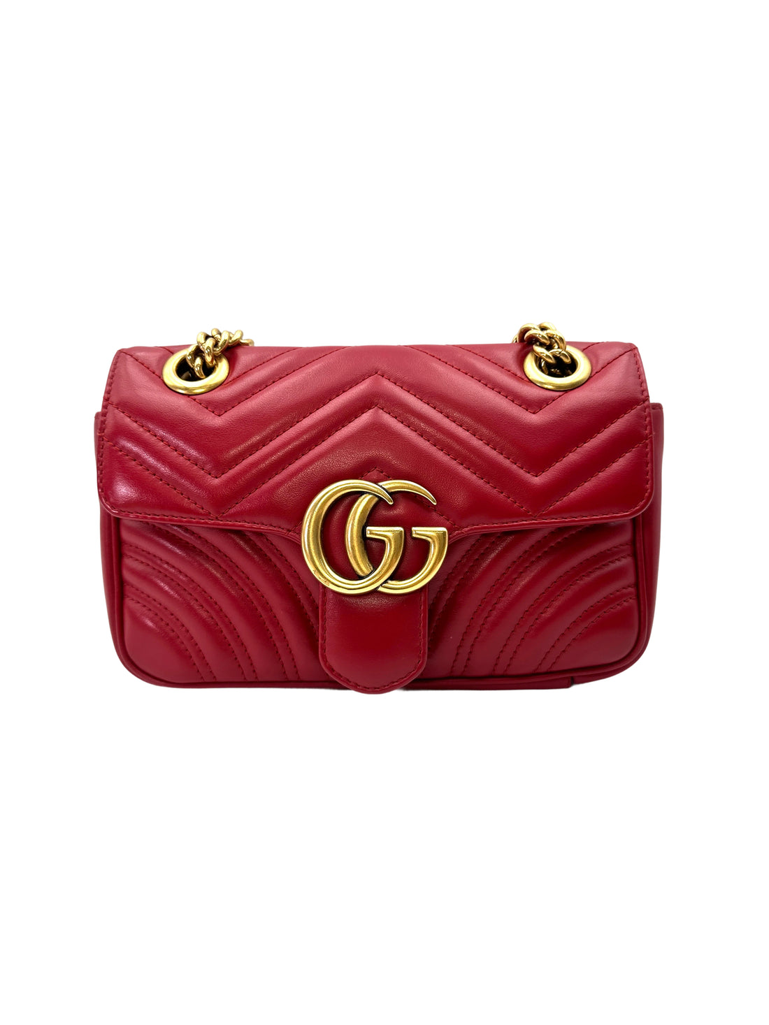 Gucci GG Marmont Red Matelasse Leather Shoulder Bag GG1199