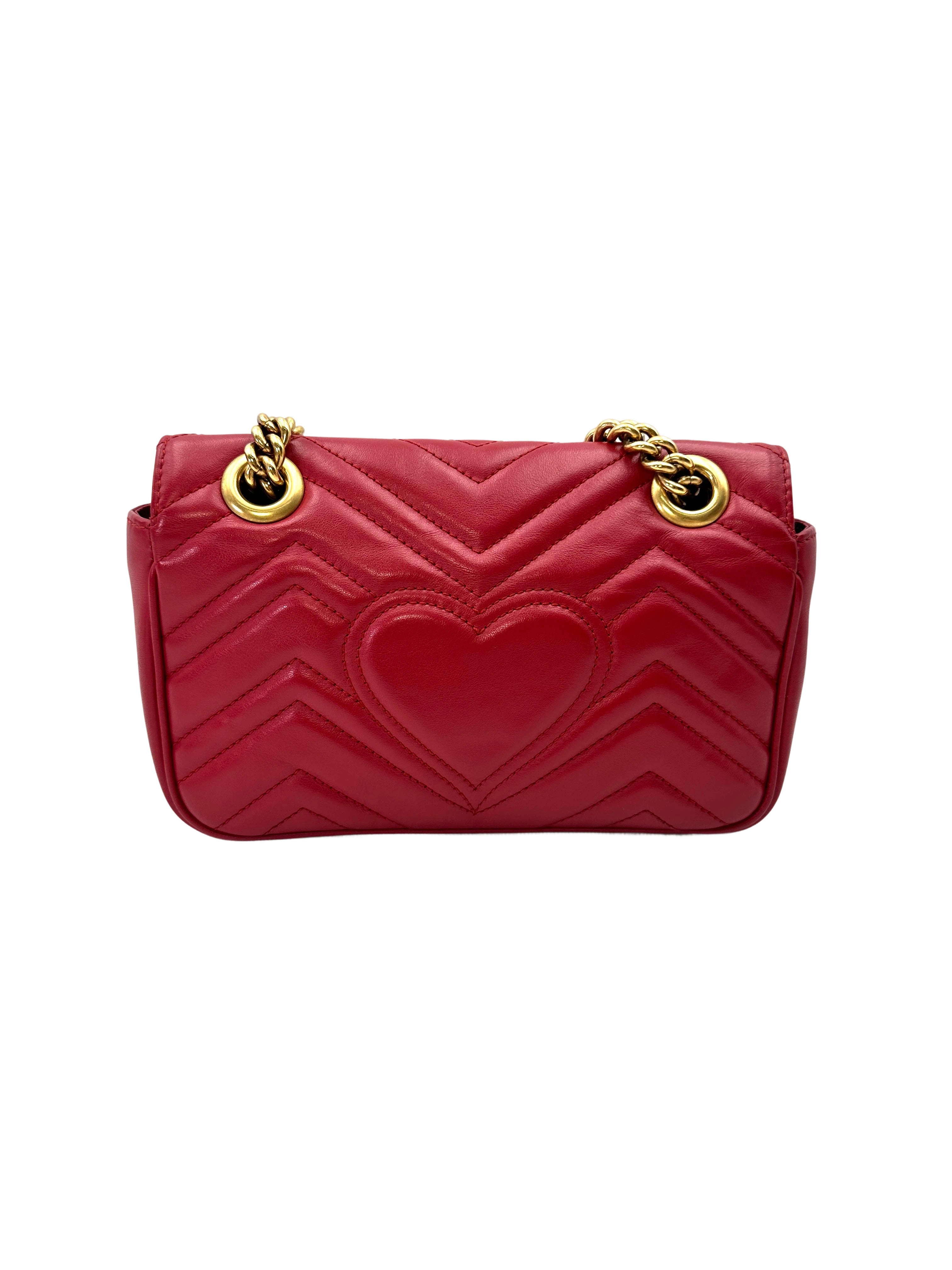 Gucci GG Marmont Red Matelasse Leather Shoulder Bag GG1199