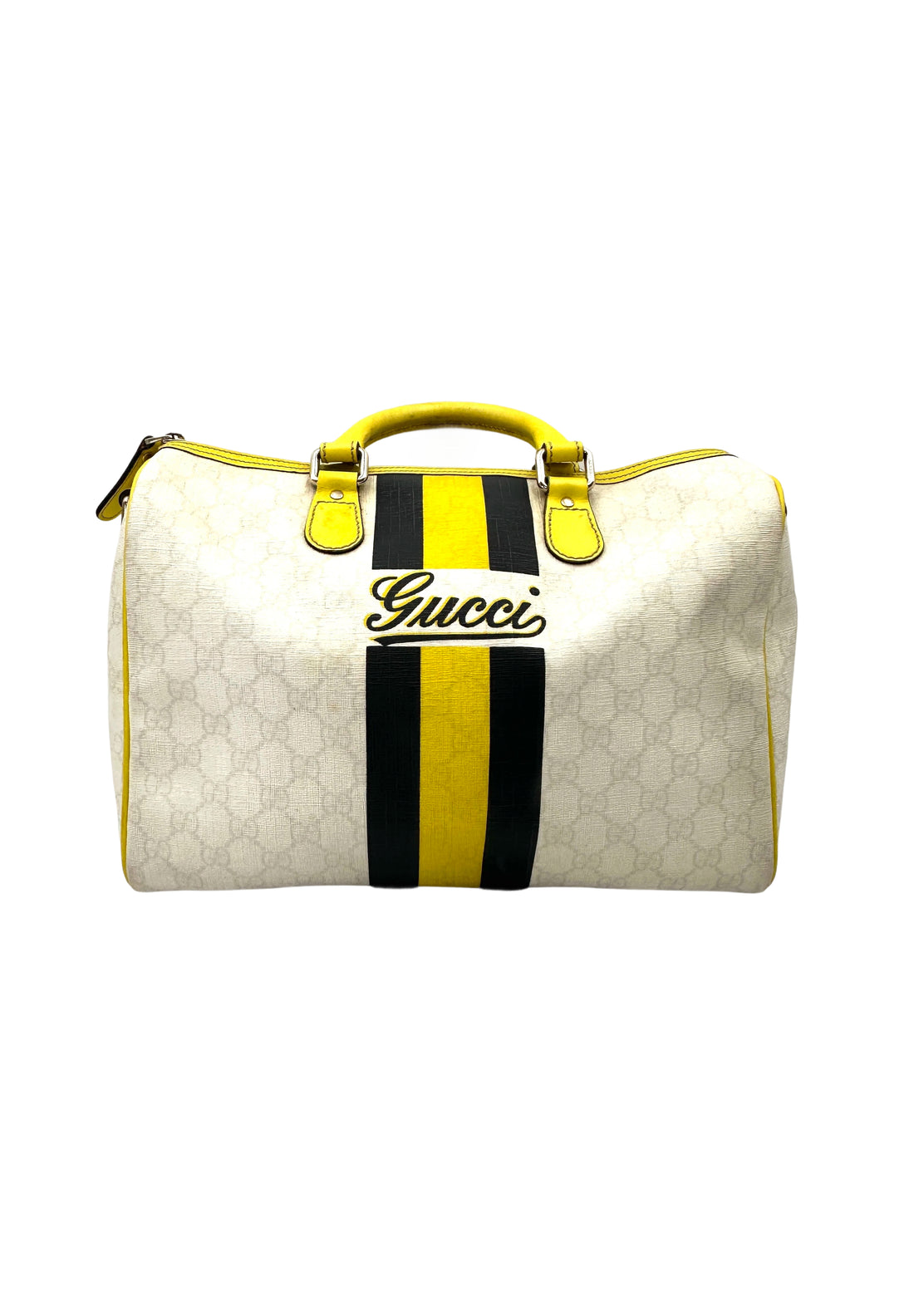 Gucci GG Supreme Joy Boston Bag WIth Yellow Stripe GG1190