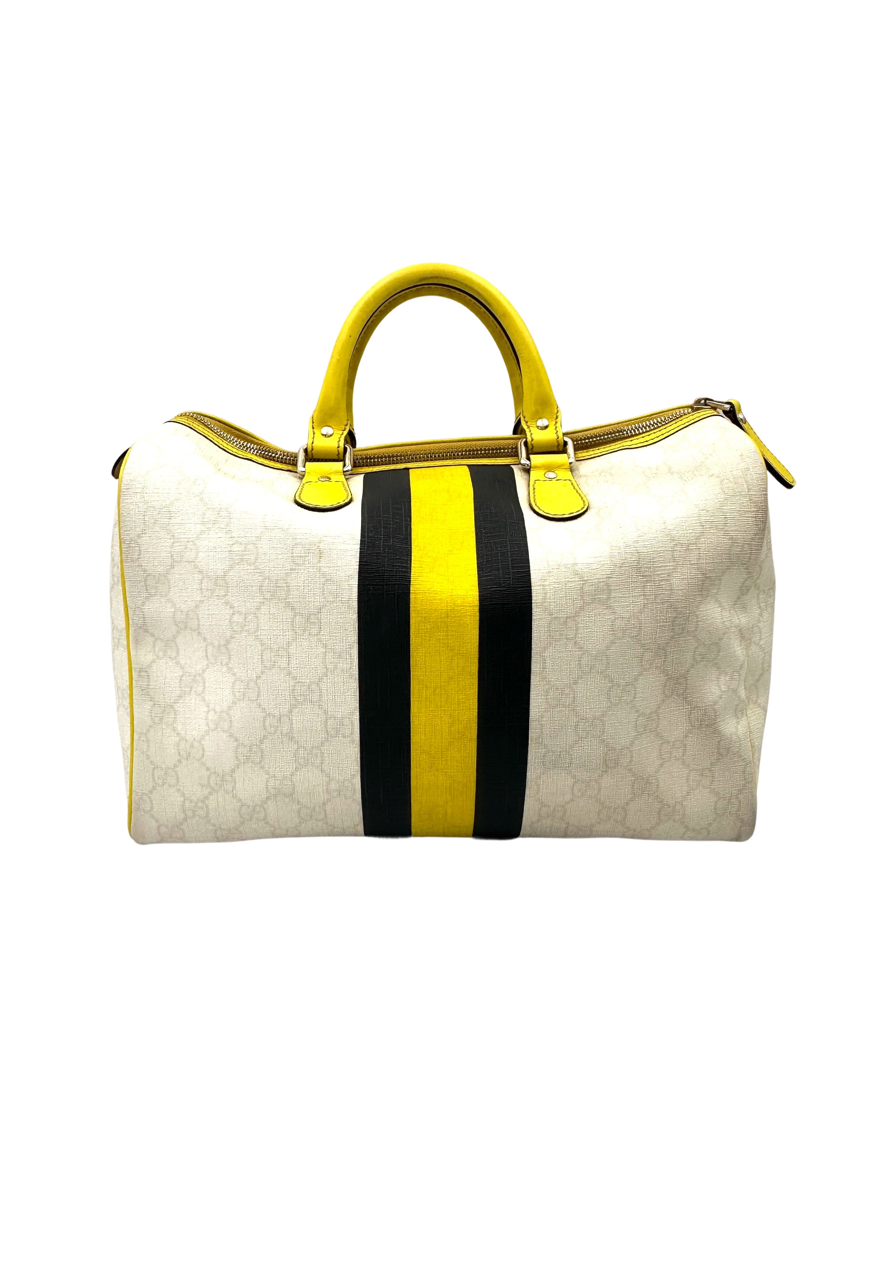 Gucci GG Supreme Joy Boston Bag WIth Yellow Stripe GG1190