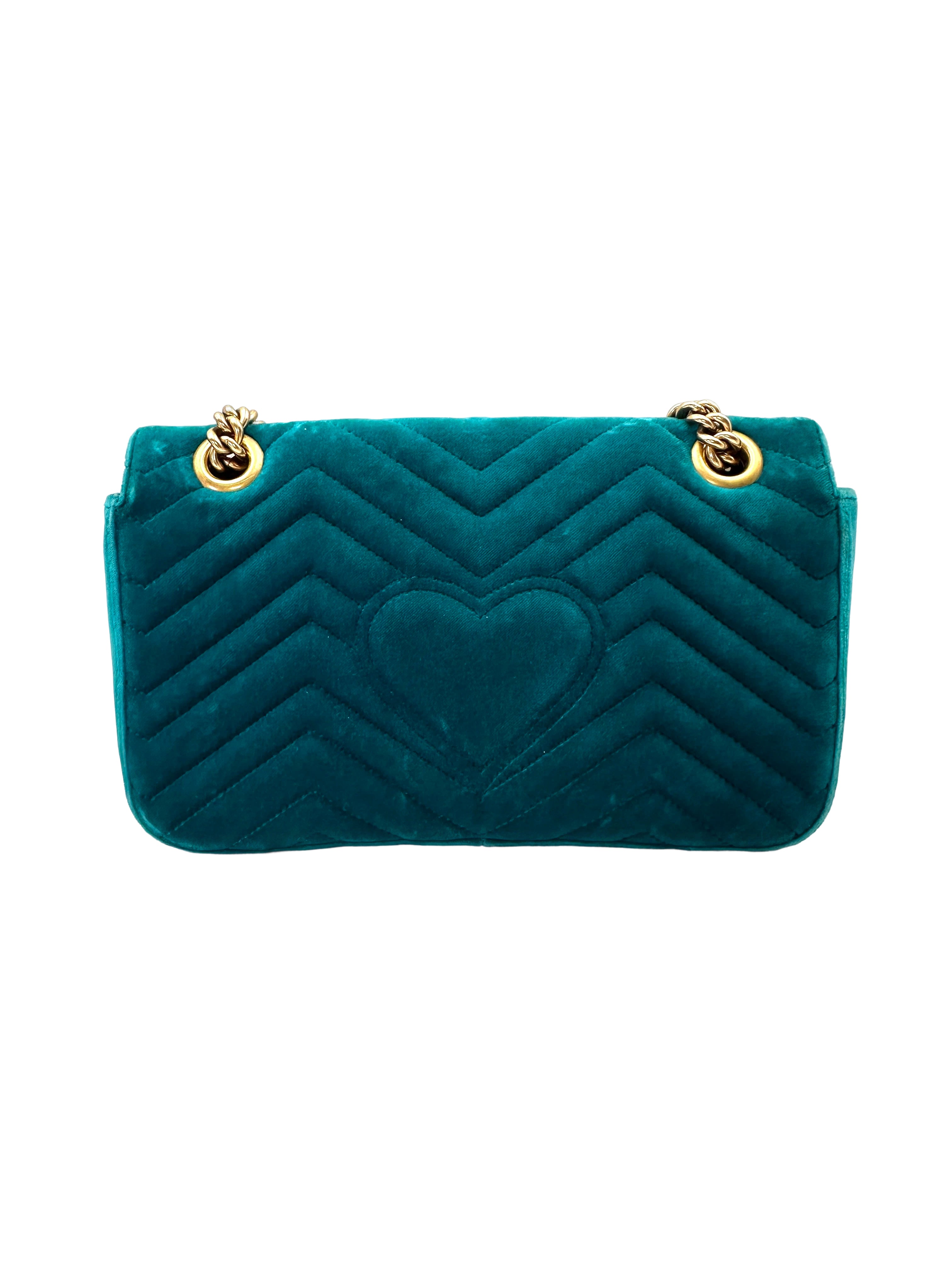 Gucci GG Marmont Blue Velvet Shoulder Bag GG1195